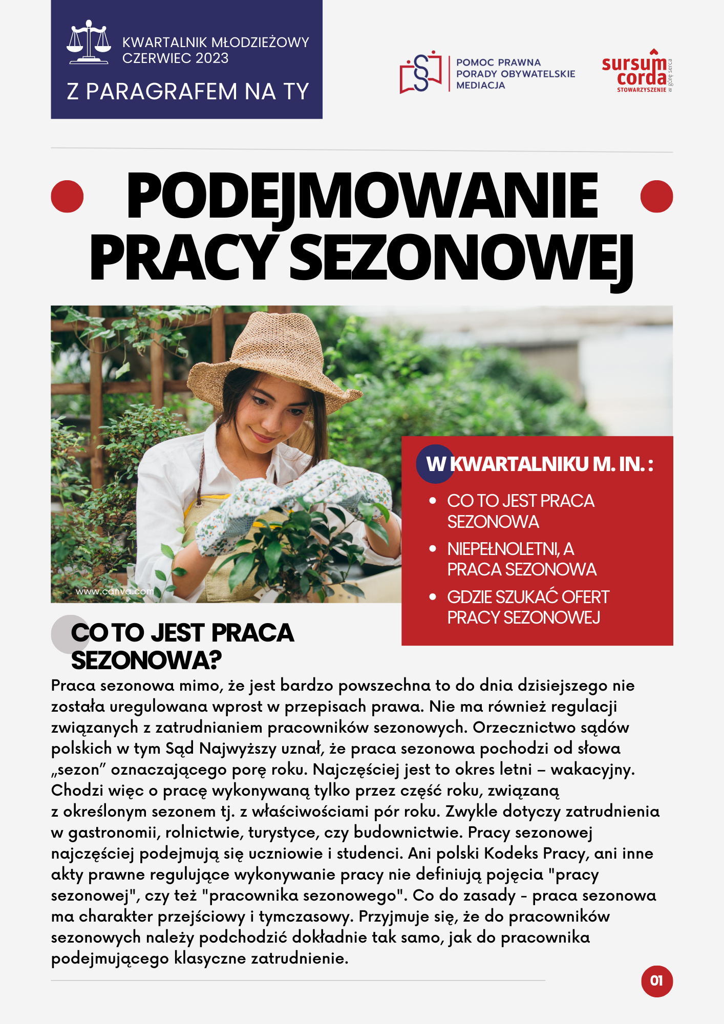 Kwartalnik dla młodzieży - Podejmowanie pracy sezonowej (II kwartał)