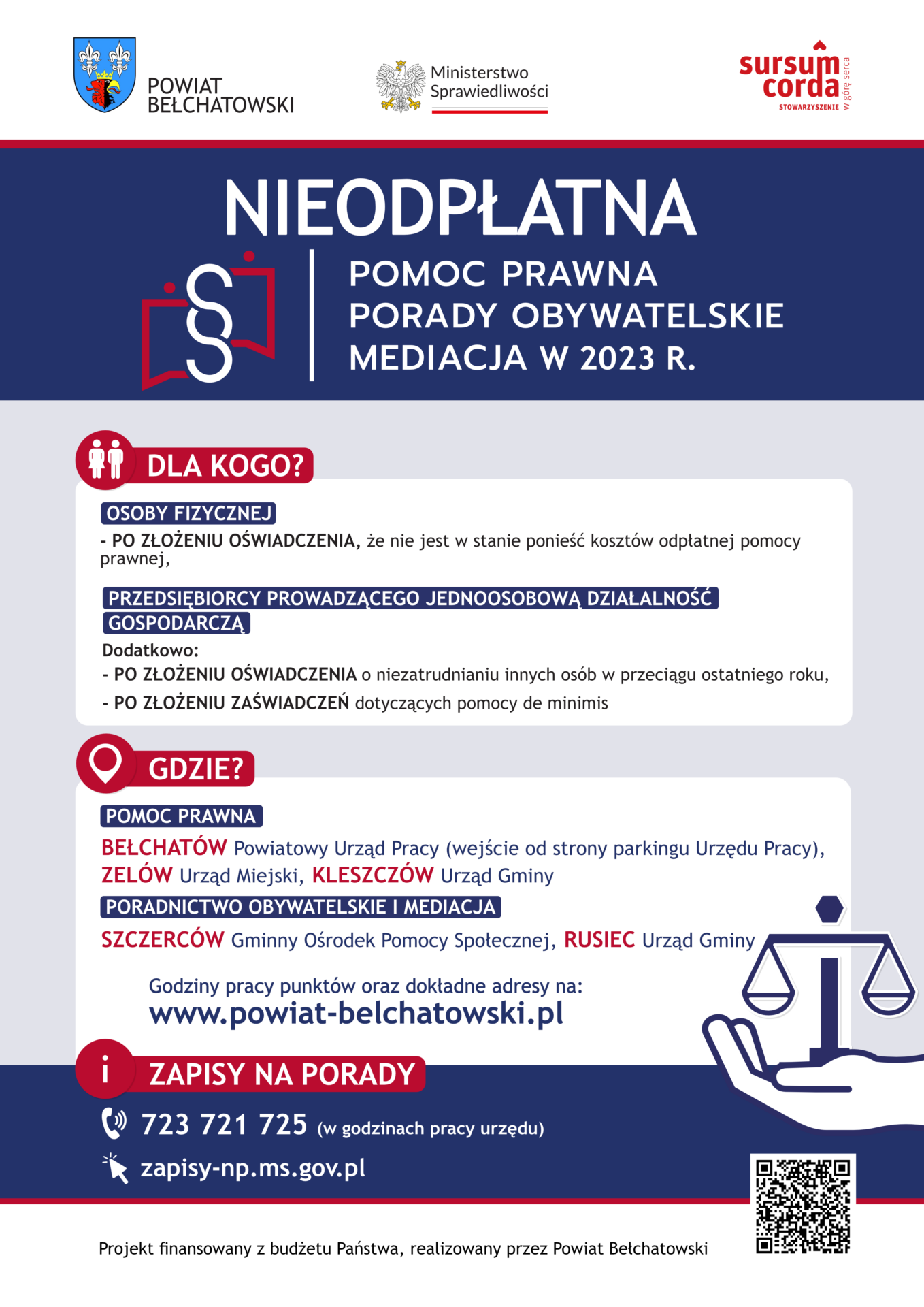 Plakat – nieodpłatna pomoc prawna w powiecie bełchatowskim