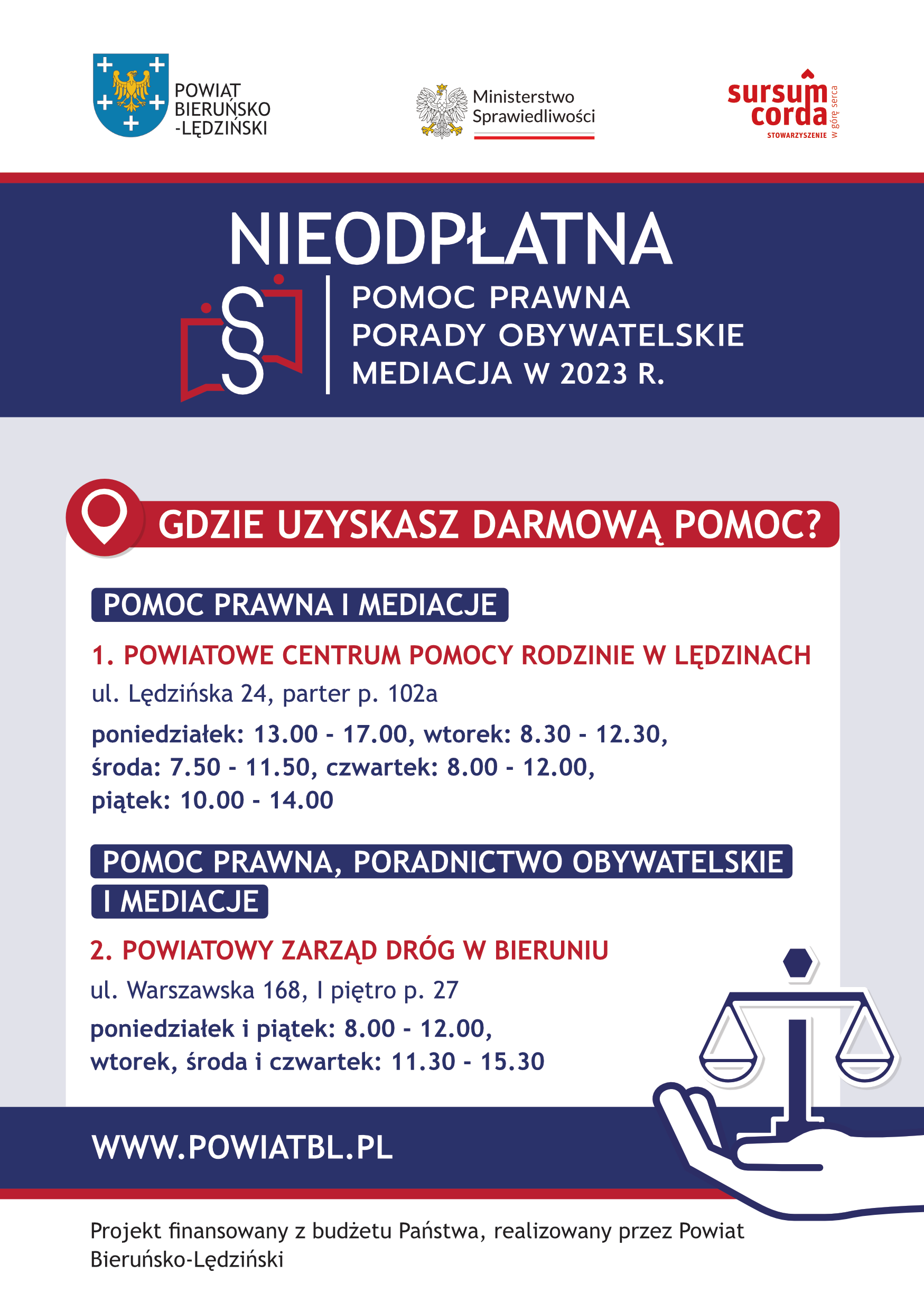 ULOTKA – nieodpłatna pomoc prawna w powiecie bieruńsko-lędzińskim