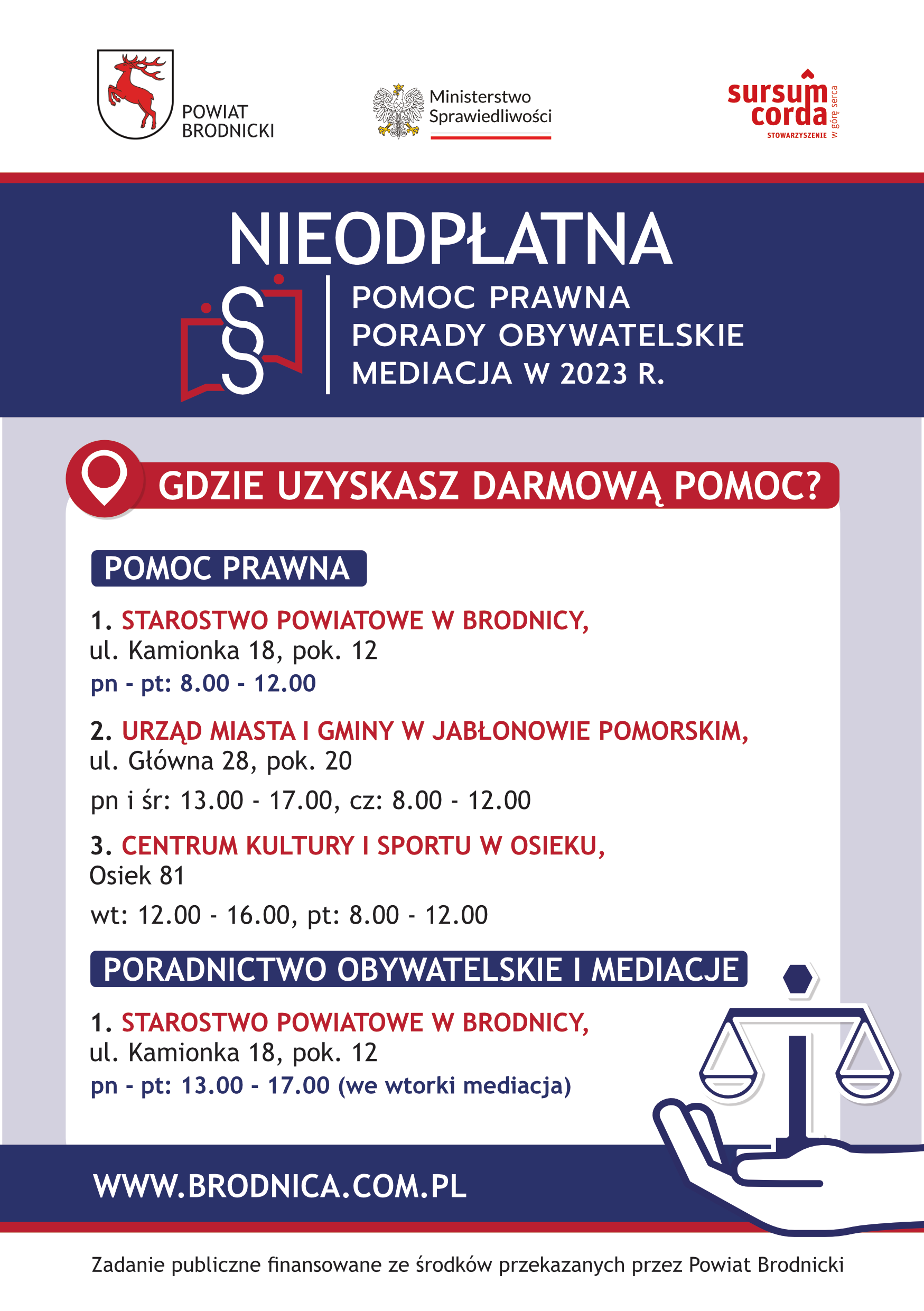 ULOTKA - Nieodpłatna pomoc prawna w powiecie brodnickim