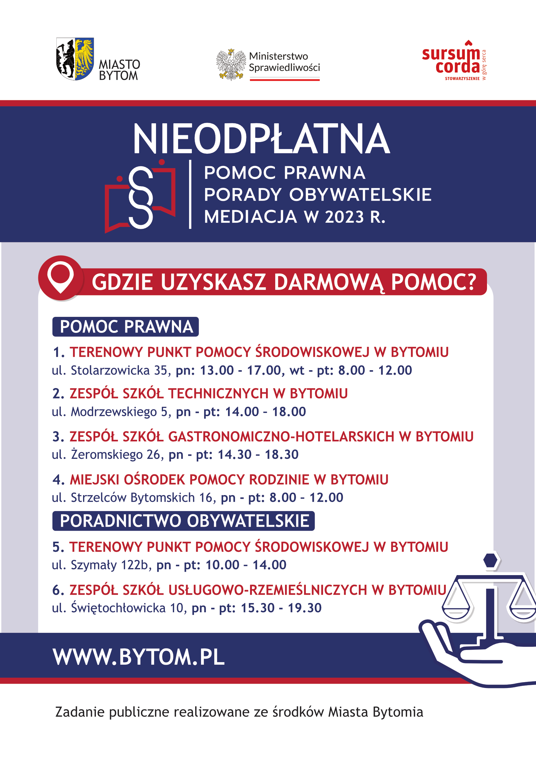 ULOTKA - nieodpłatna pomoc prawna w Bytomiu
