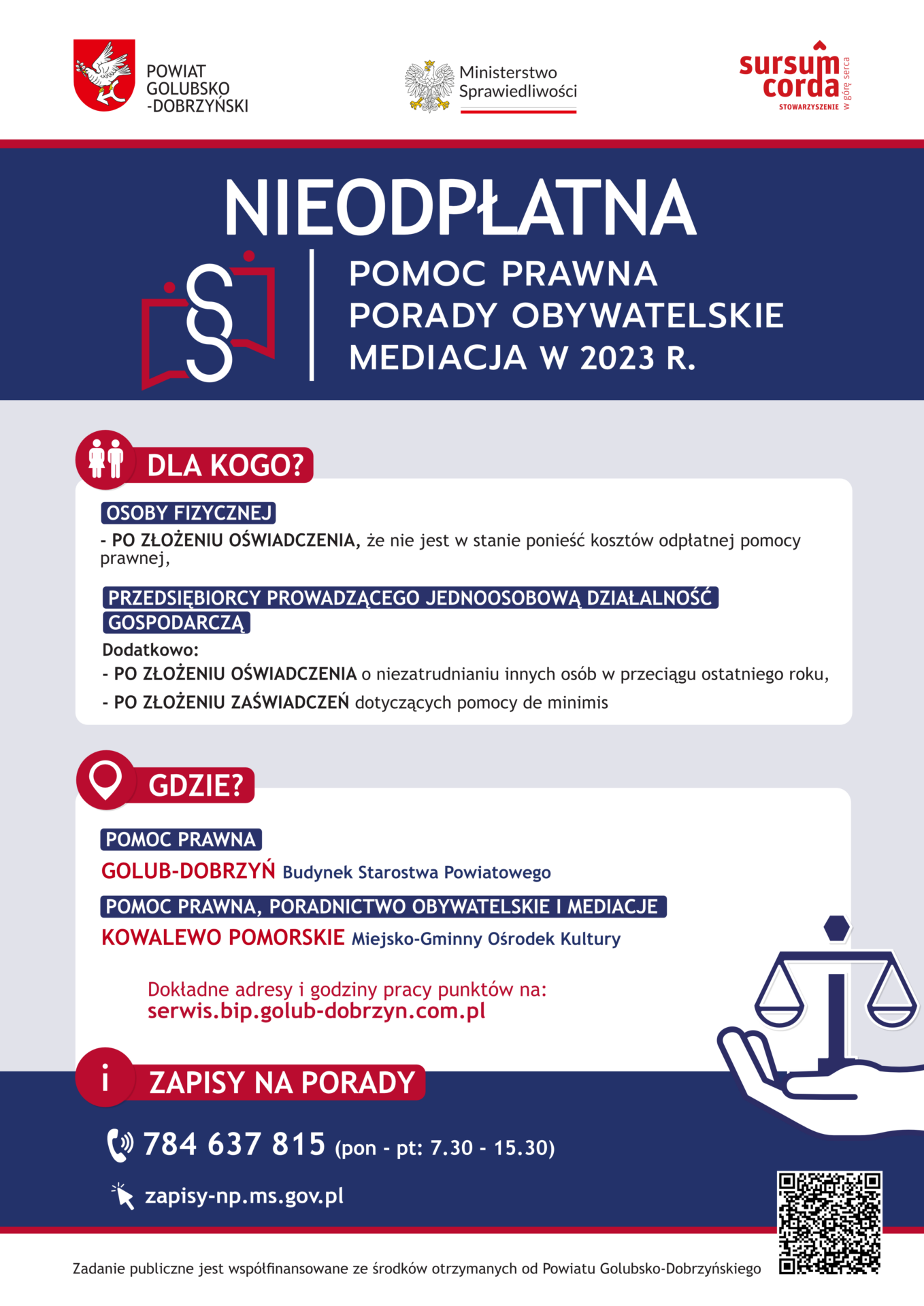 PLAKAT – nieodpłatna pomoc prawna w powiecie golubsko-dobrzyńskim