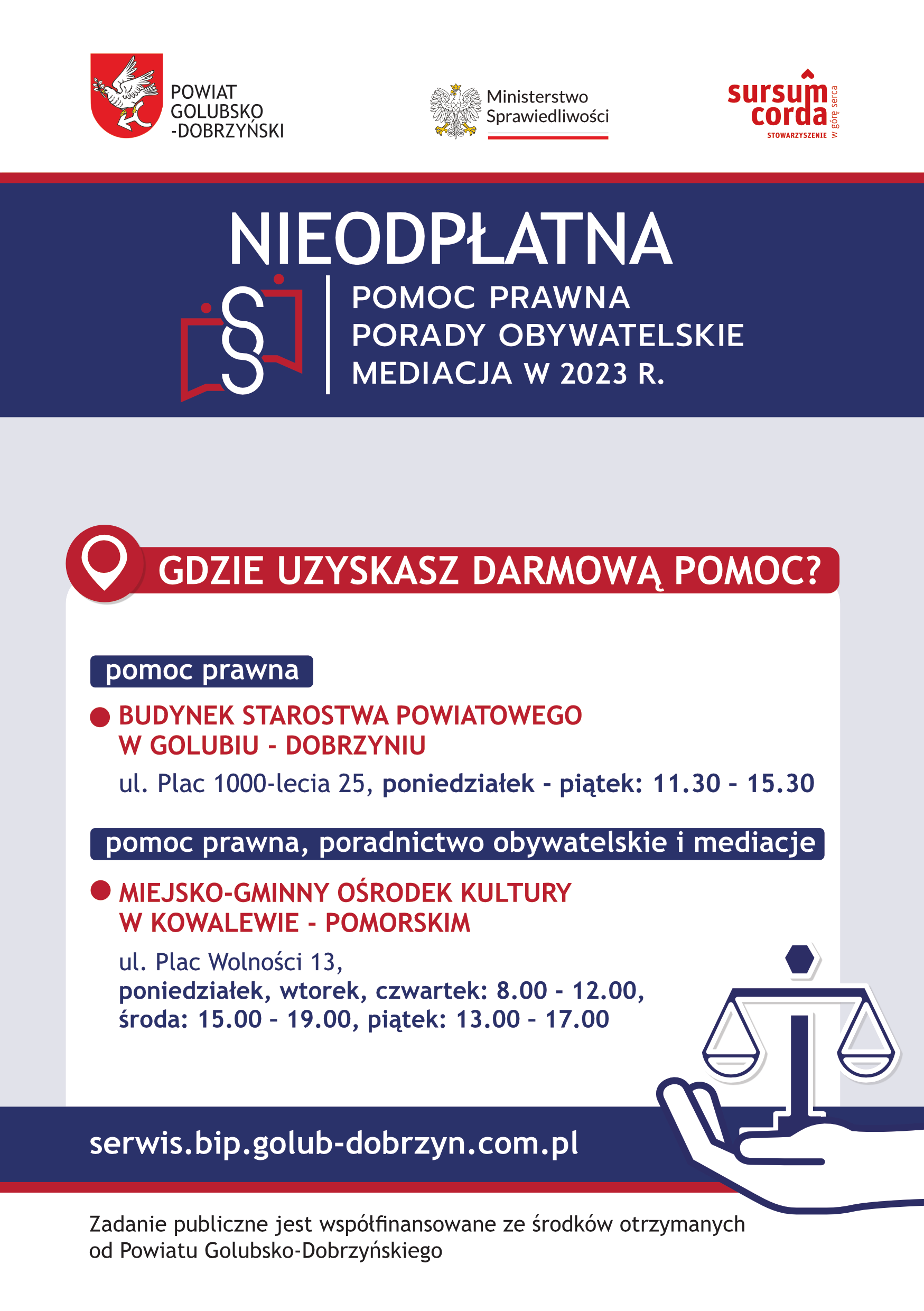 ULOTKA – nieodpłatna pomoc prawna w powiecie golubsko-dobrzyńskim