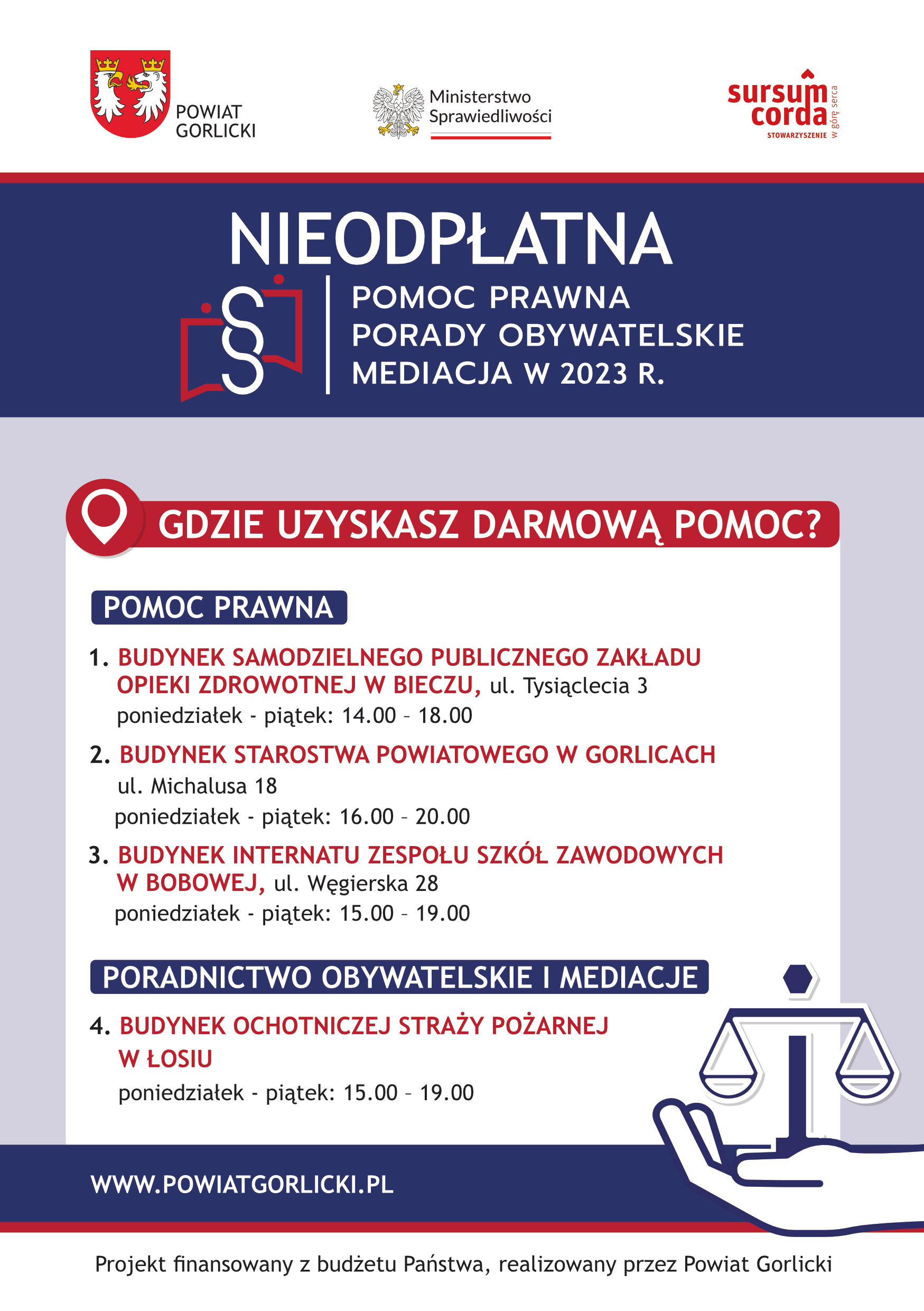 ULOTKA – nieodpłatna pomoc prawna w powiecie gorlickim