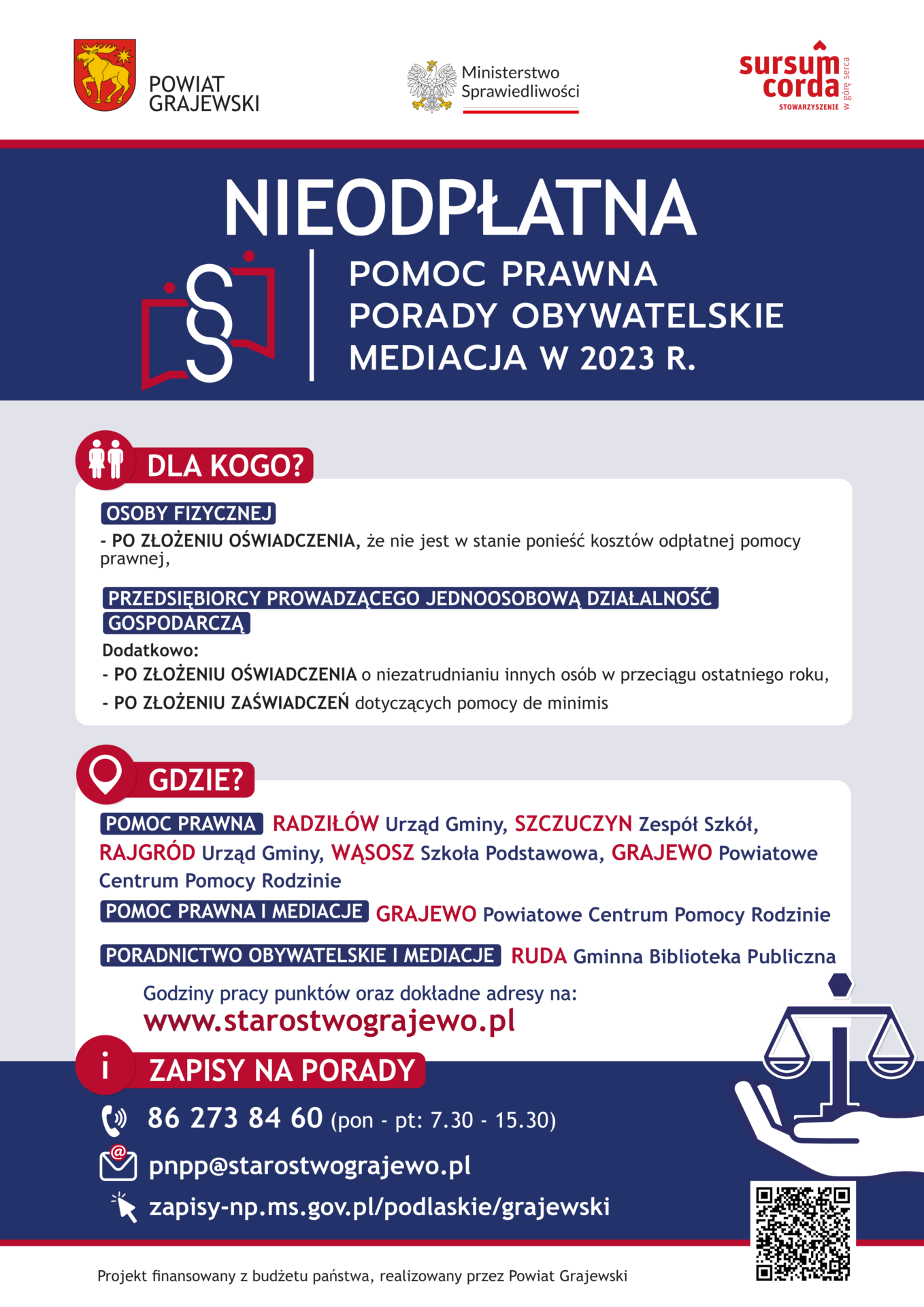 PLAKAT – nieodpłatna pomoc prawna w powiecie grajewskim