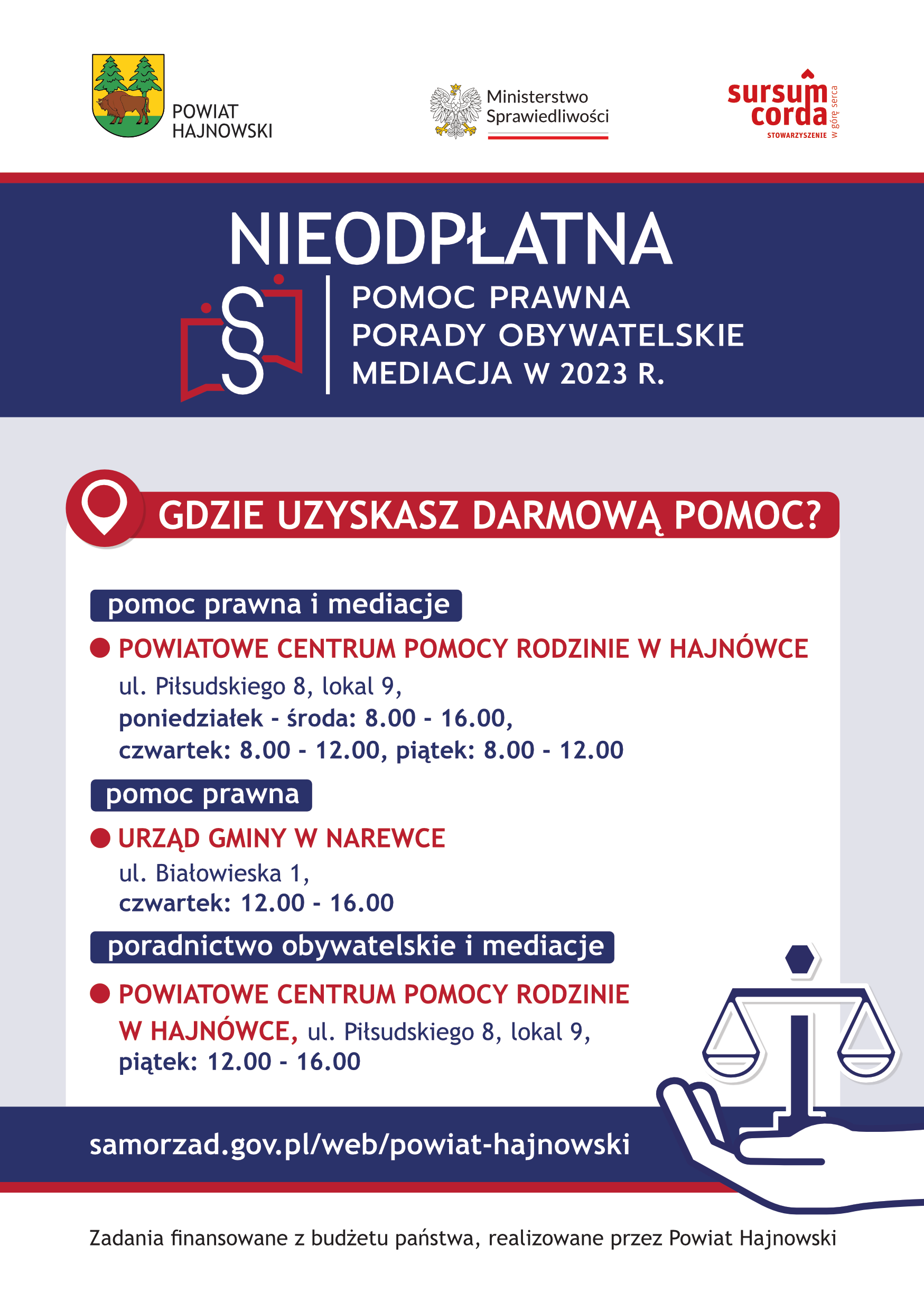 ULOTKA – nieodpłatna pomoc prawna w powiecie hajnowskim
