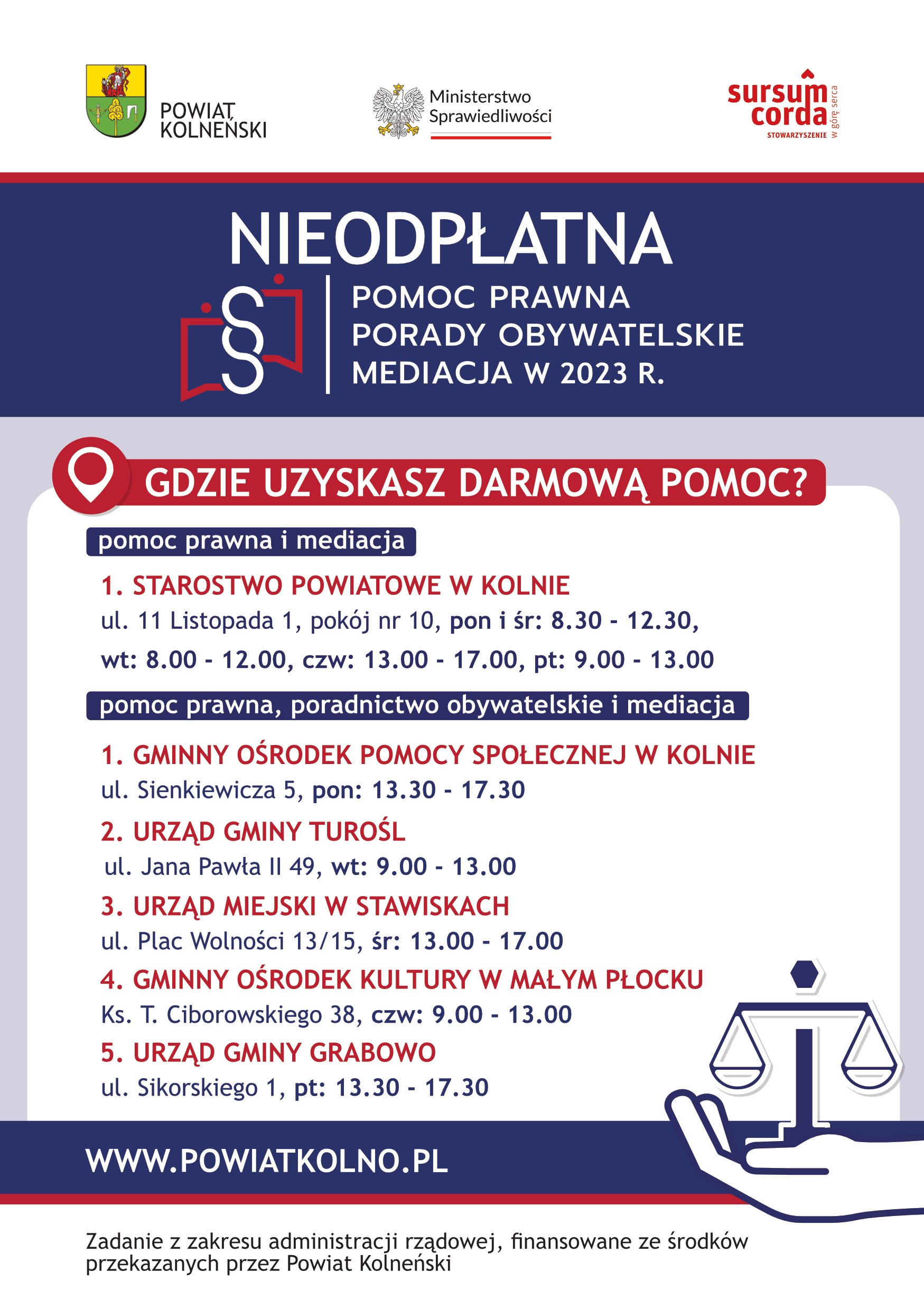 ULOTKA – nieodpłatna pomoc prawna w powiecie kolneńskim