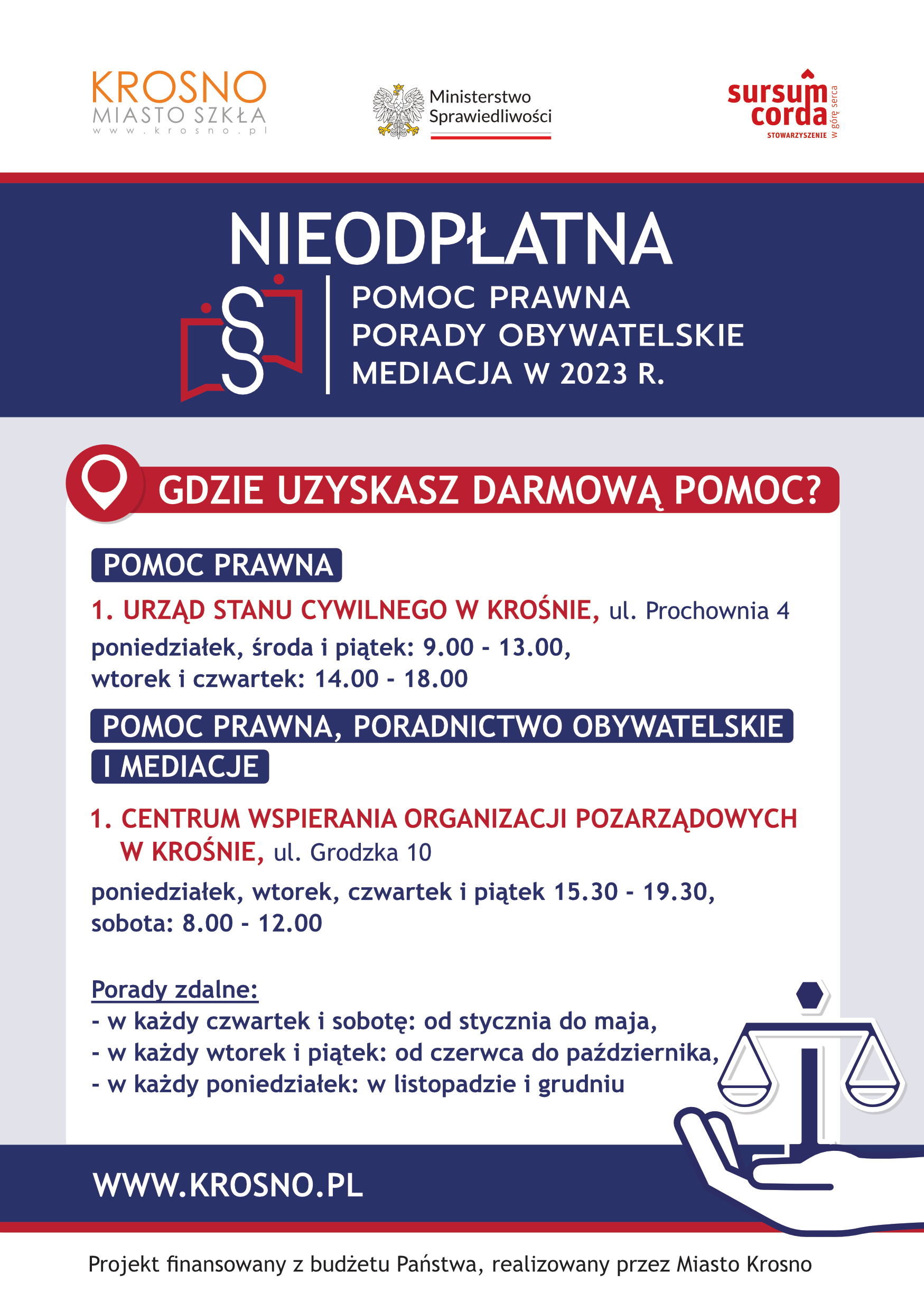 ULOTKA – nieodpłatna pomoc prawna w Krośnie