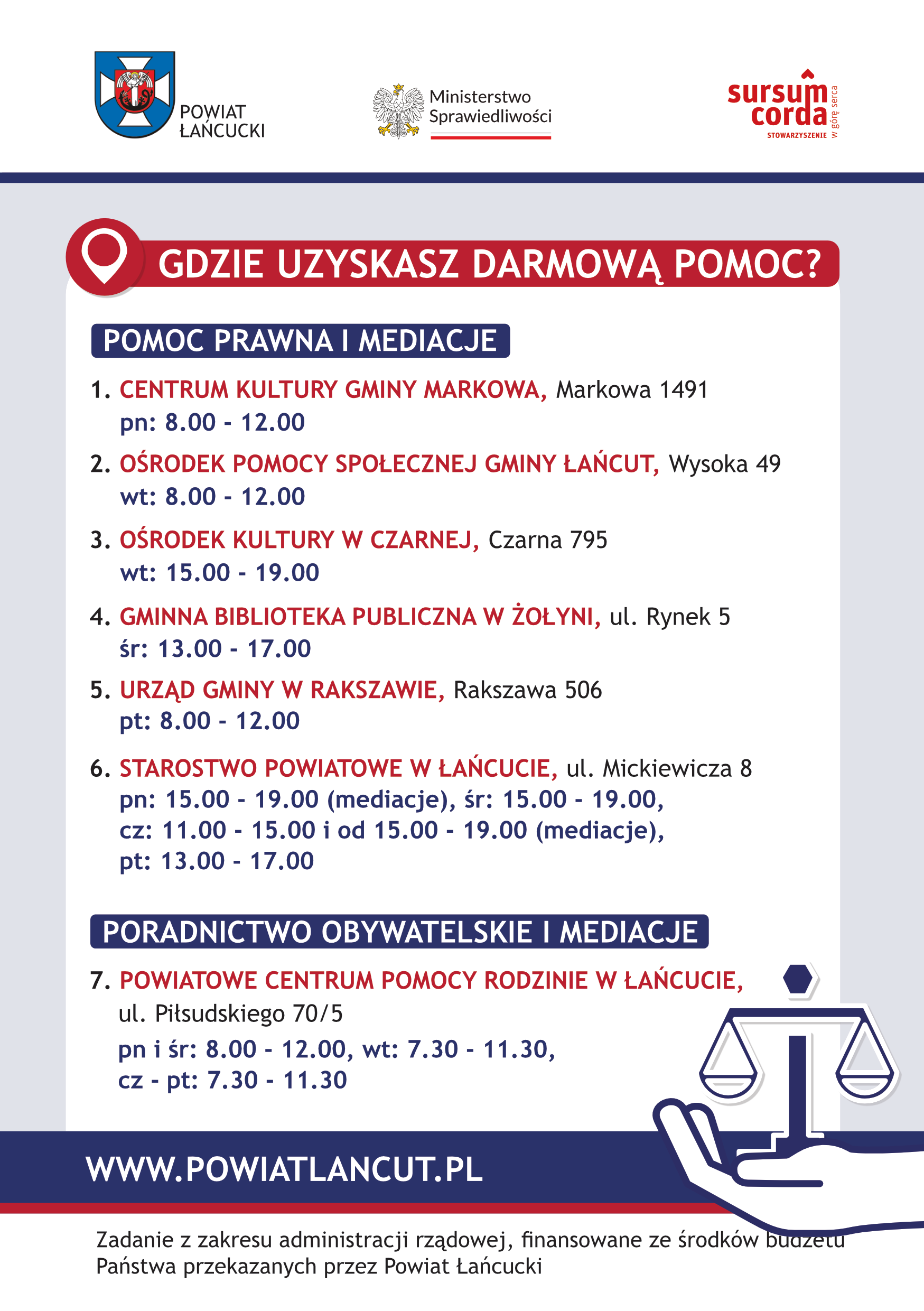 Ulotka – nieodpłatna pomoc prawna w powiecie łańcuckim