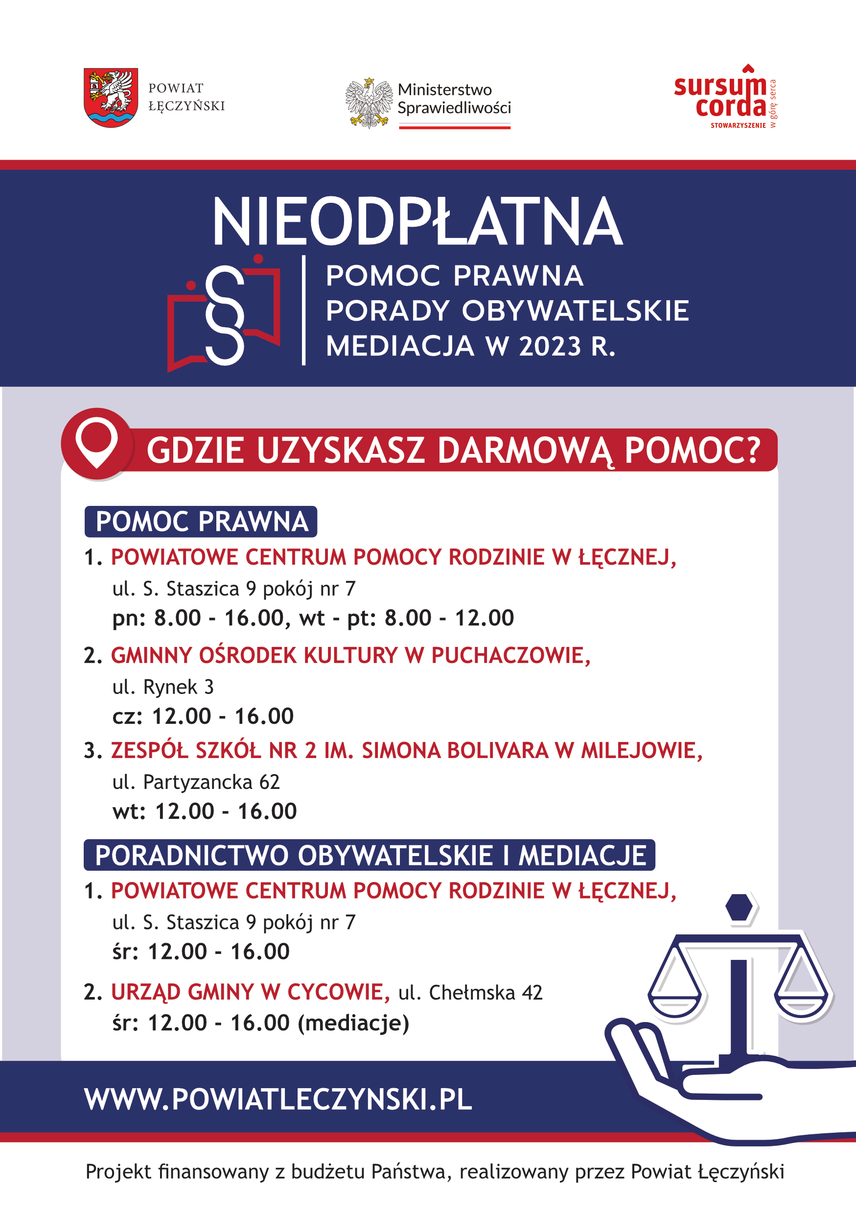 ULOTKA - nieodpłatna pomoc prawna w powiecie łęczyńskim