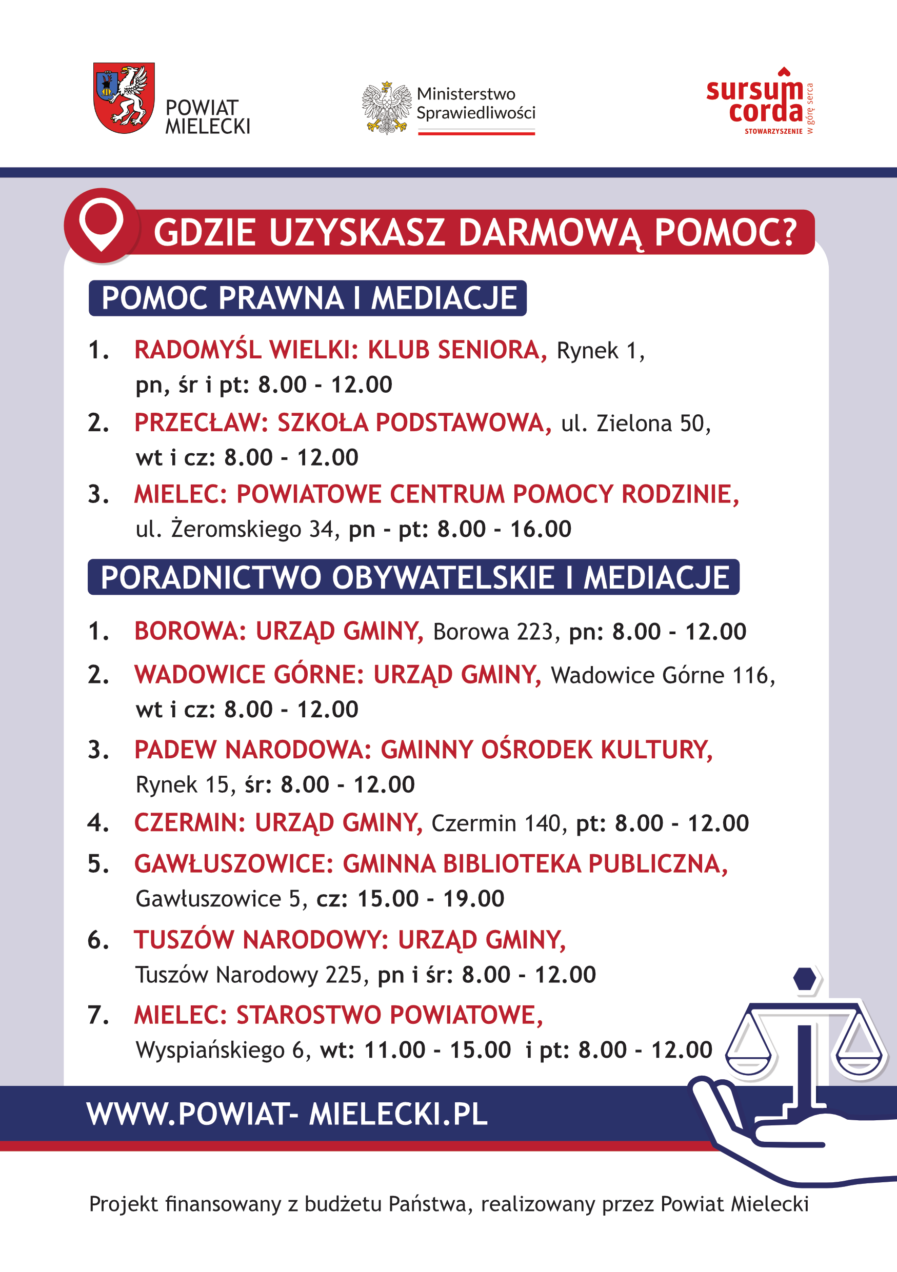 ULOTKA - nieodpłatna pomoc prawna w powiecie mieleckim