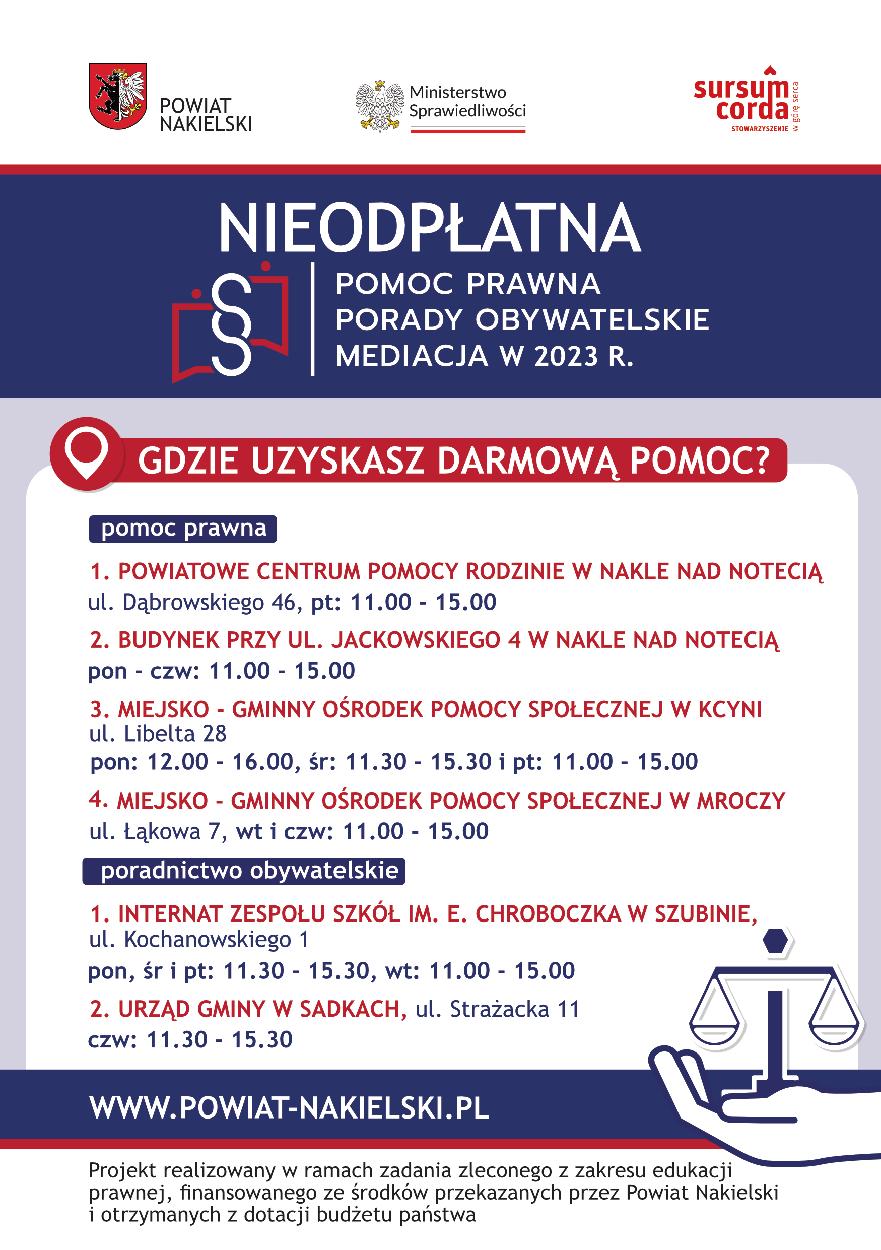 ULOTKA – nieodpłatna pomoc prawna w powiecie nakielskim