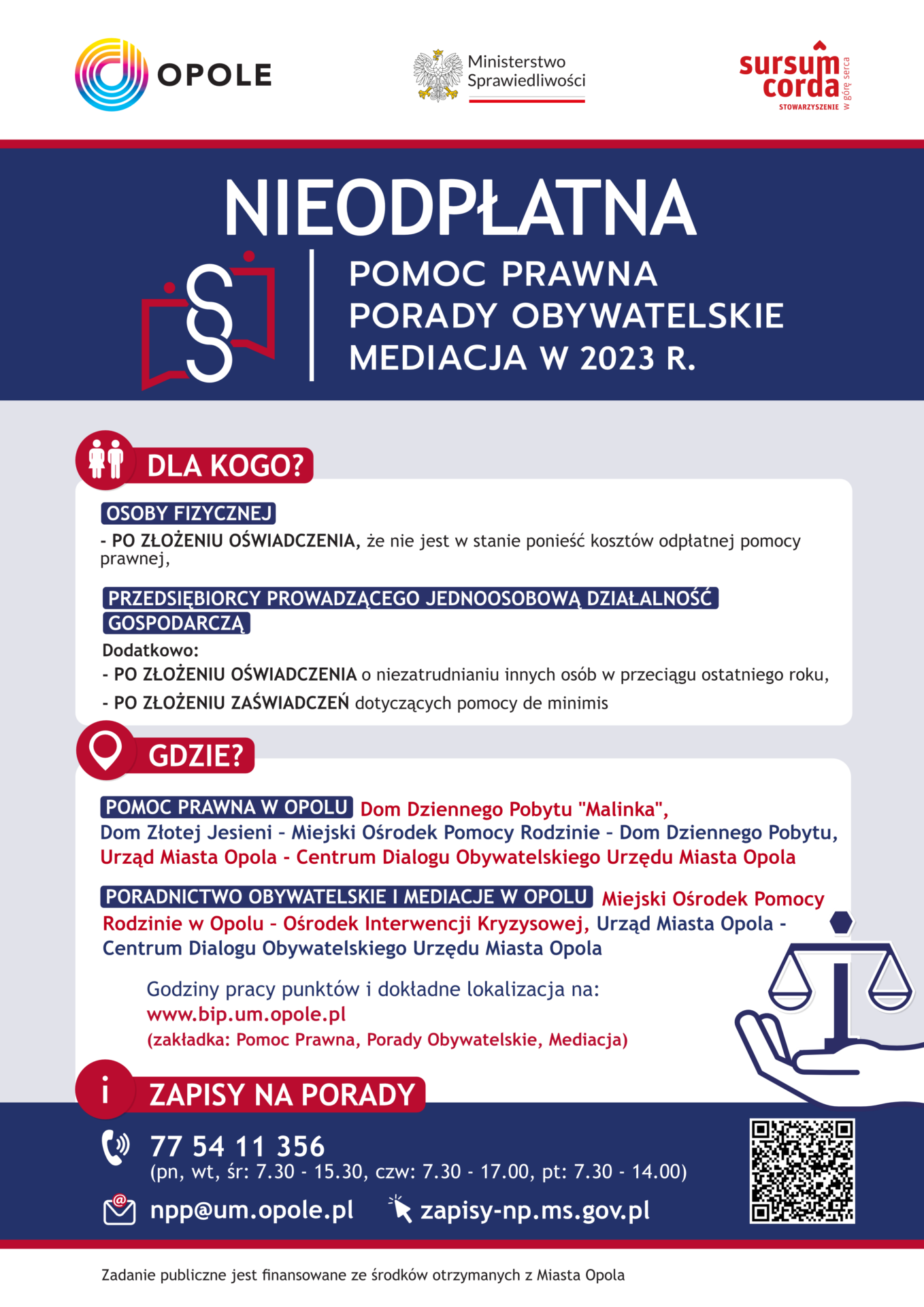 PLAKAT – nieodpłatna pomoc prawna w Opolu