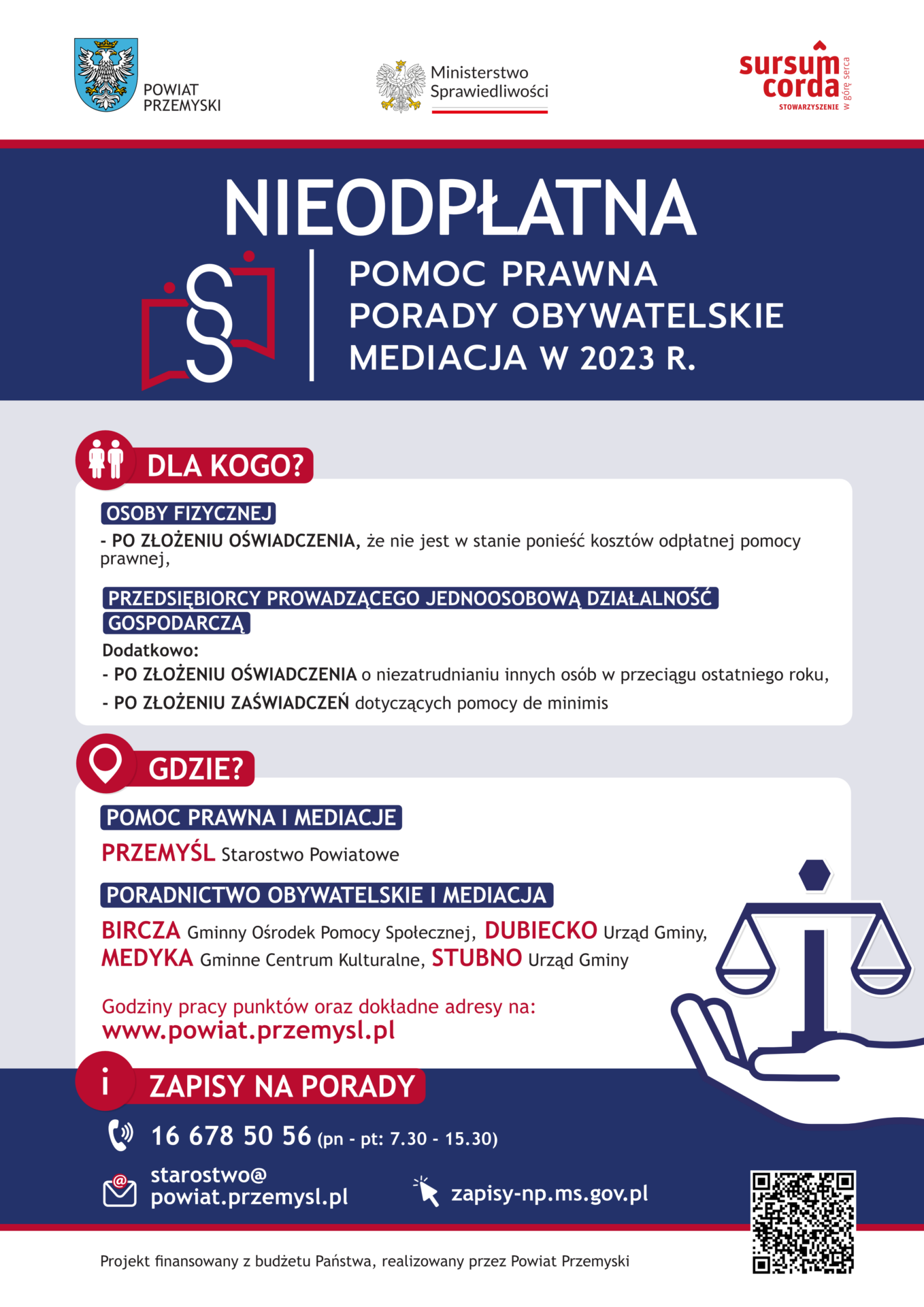 PLAKAT – nieodpłatna pomoc prawna w Powiecie Przemyskim