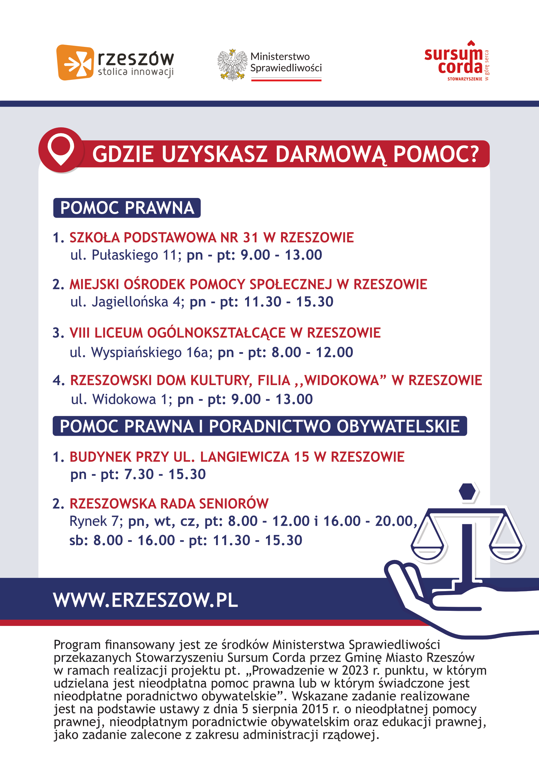 ULOTKA - nieodpłatna pomoc prawna w Rzeszowie