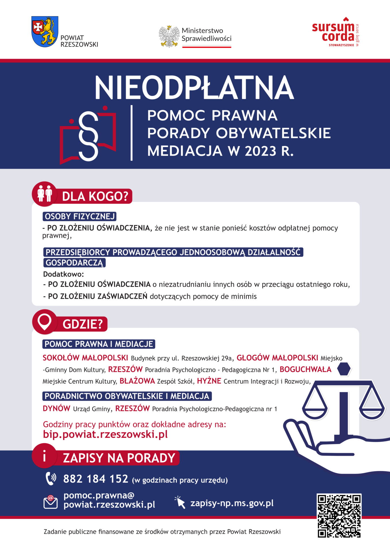 PLAKAT – nieodpłatna pomoc prawna w powiecie rzeszowskim