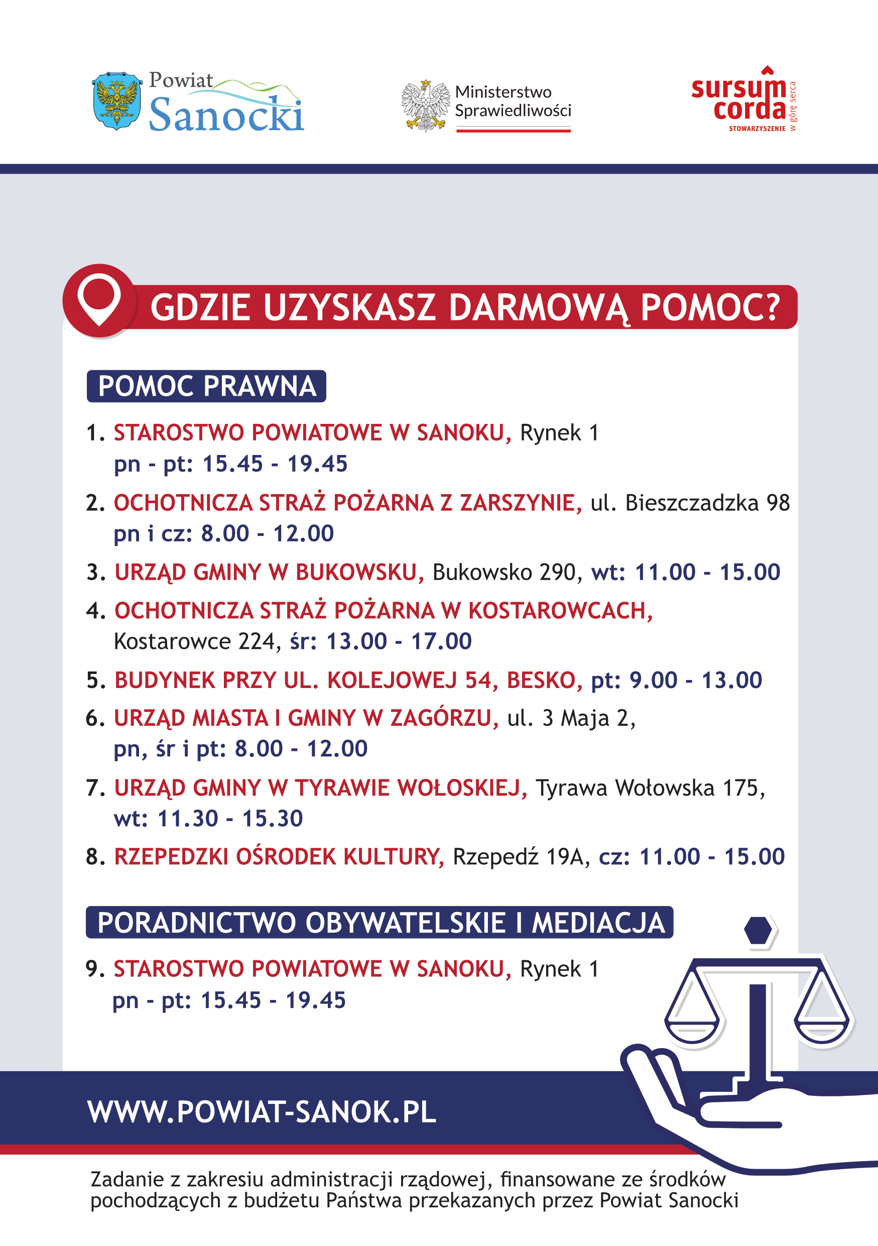 ULOTKA - nieodpłatna pomoc prawna w powiecie sanockim