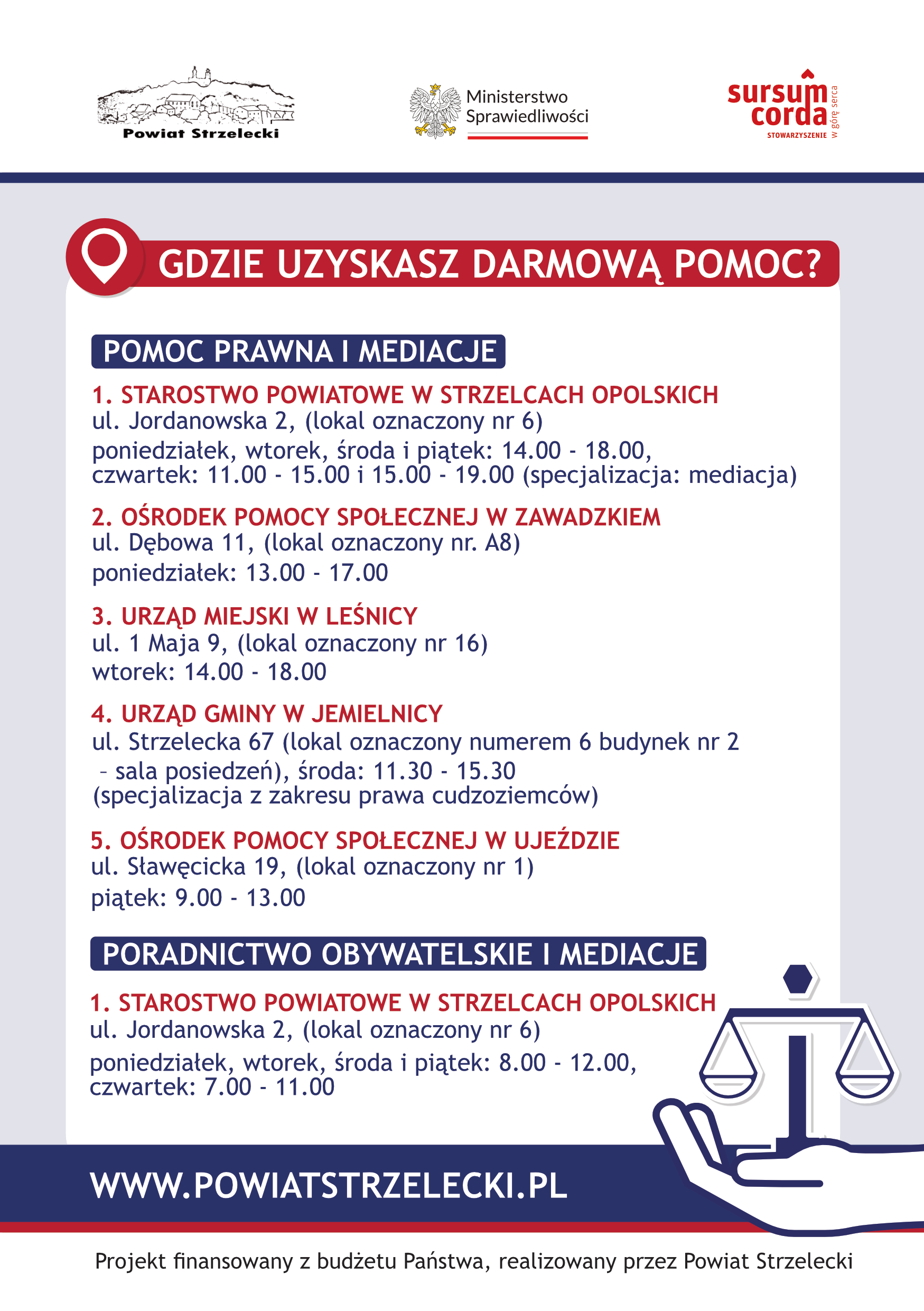 ULOTKA – nieodpłatna pomoc prawna w powiecie strzeleckim