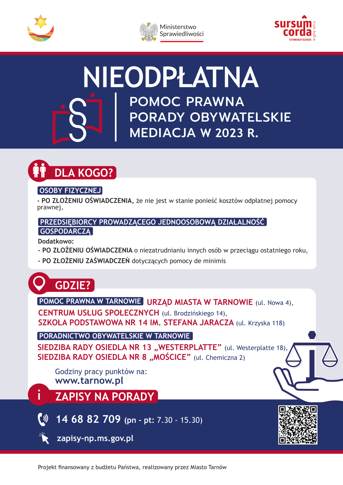 PLAKAT – nieodpłatna pomoc prawna w Tarnowie