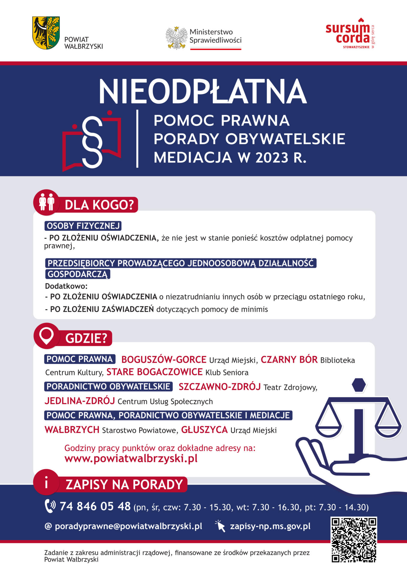 PLAKAT – nieodpłatna pomoc prawna w powiecie wałbrzyskim