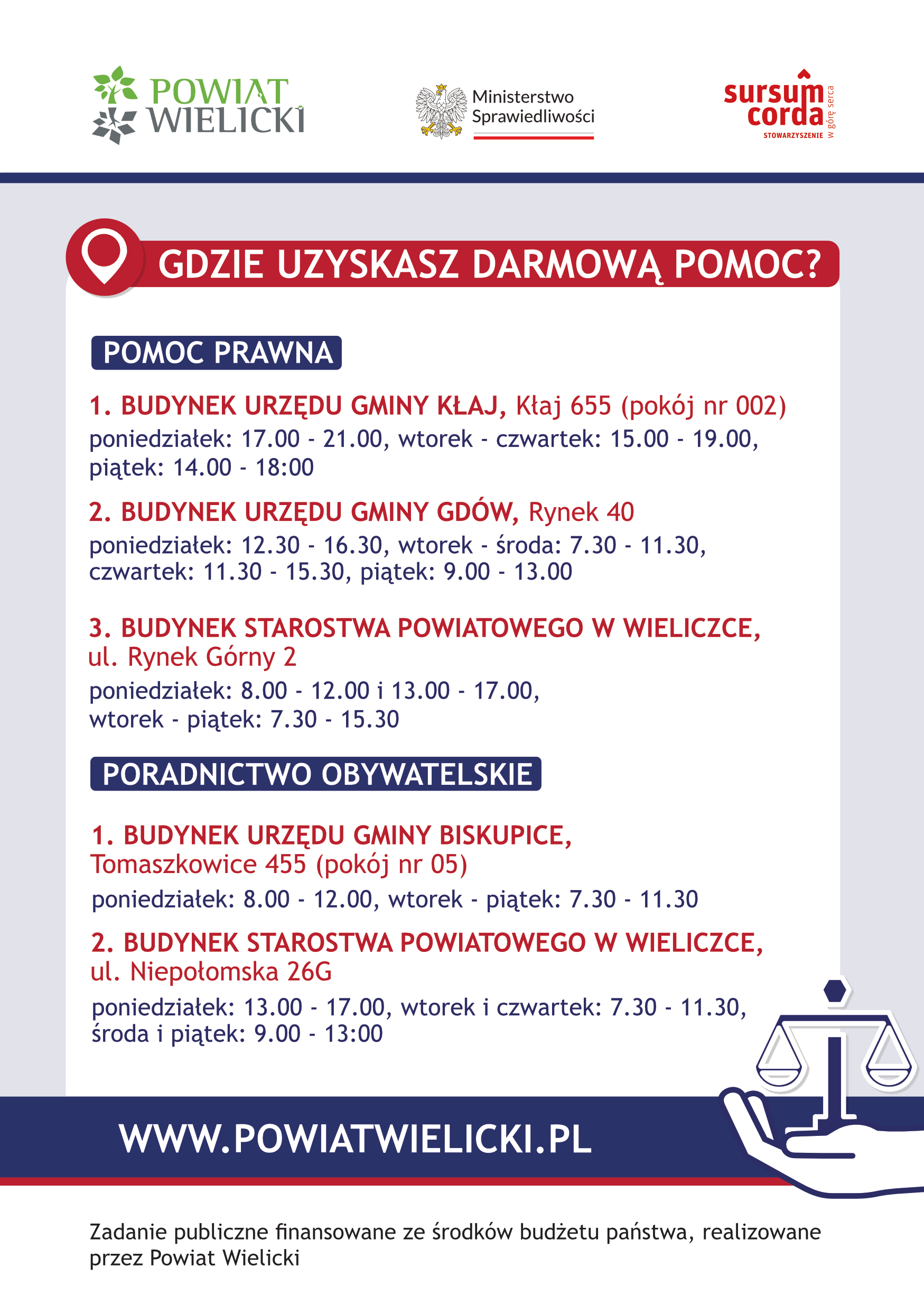 ULOTKA – nieodpłatna pomoc prawna w powiecie wielickim