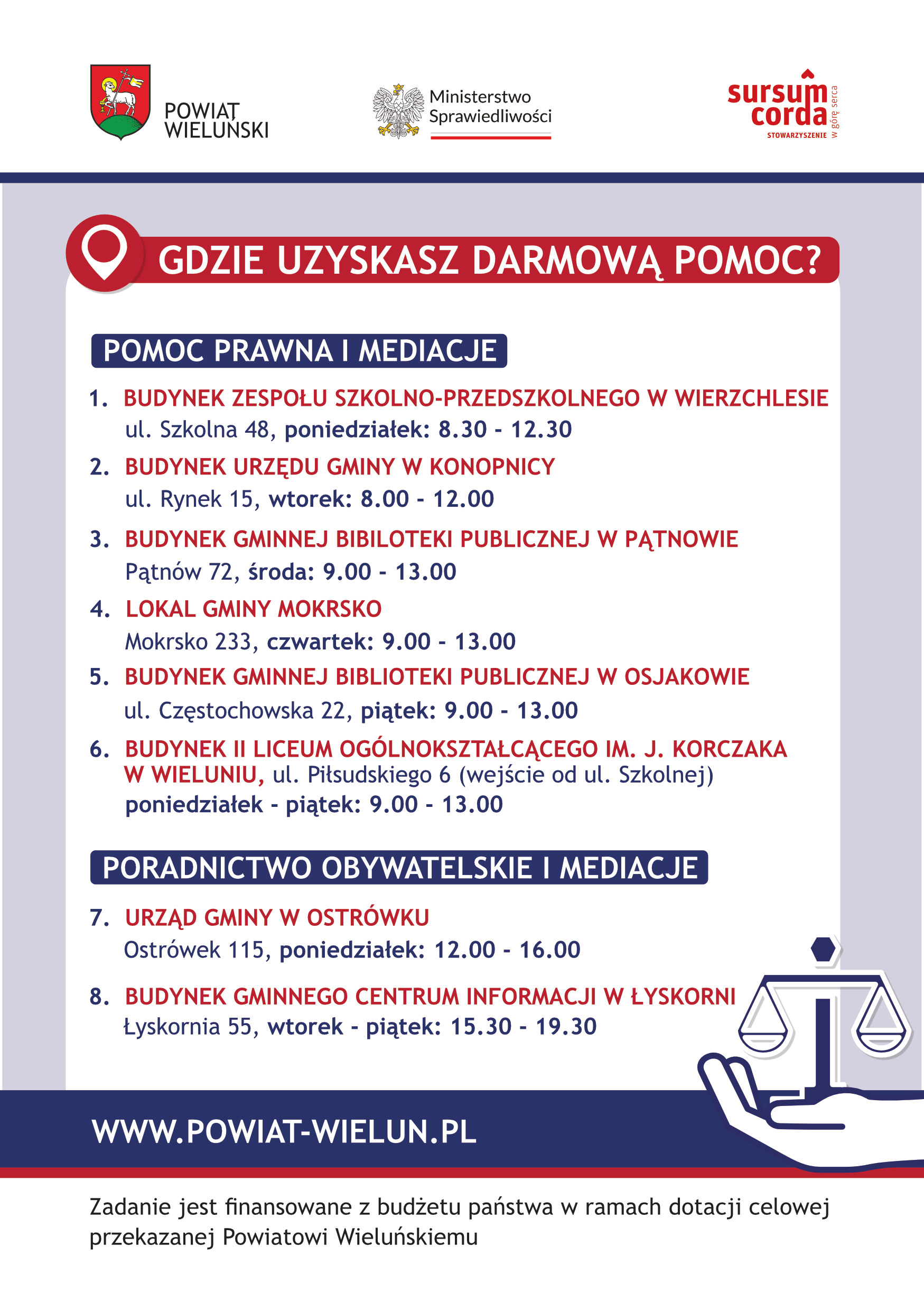 ULOTKA – nieodpłatna pomoc prawna w powiecie wieluńskim