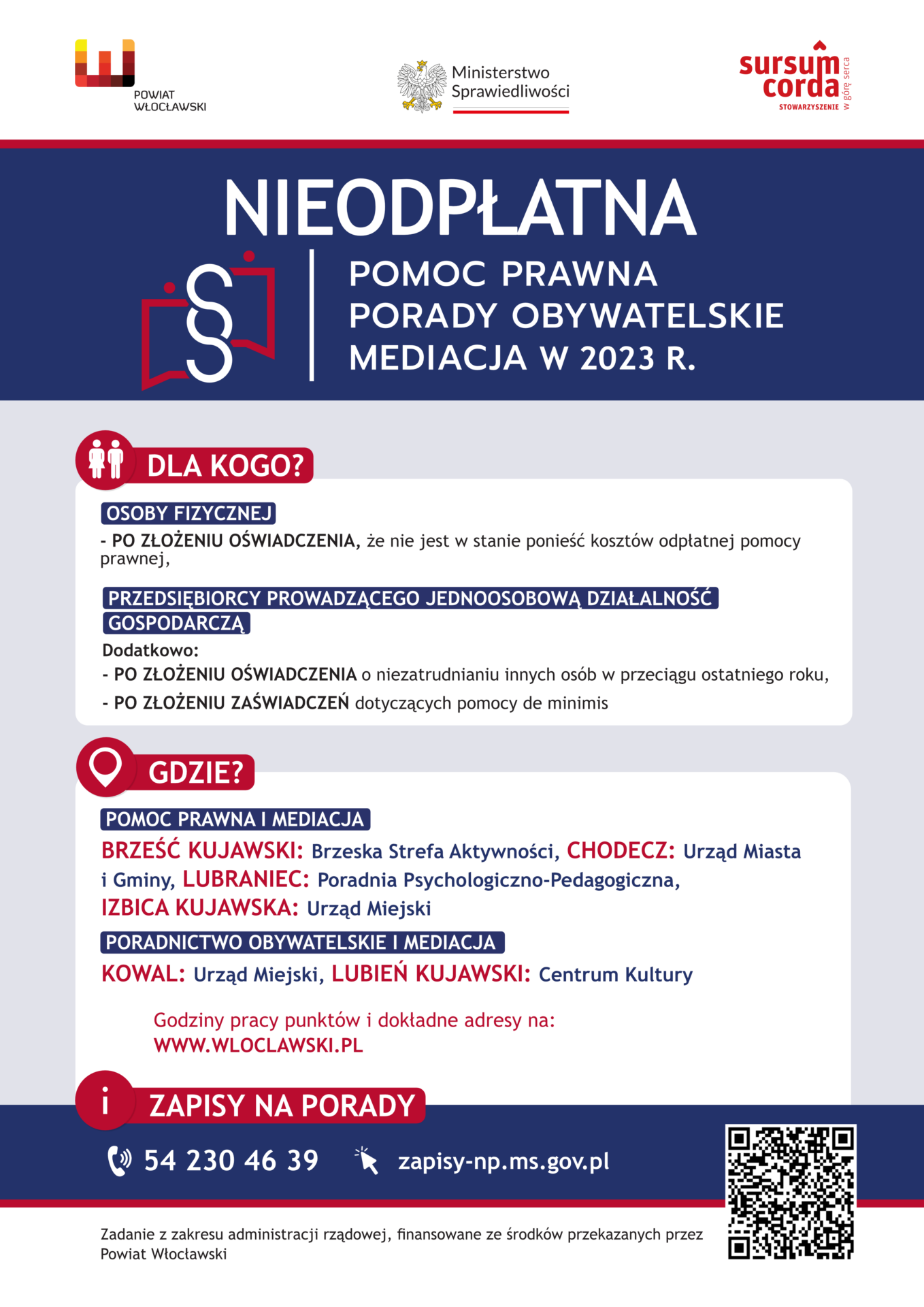 PLAKAT – nieodpłatna pomoc prawna w powiecie włocławskim