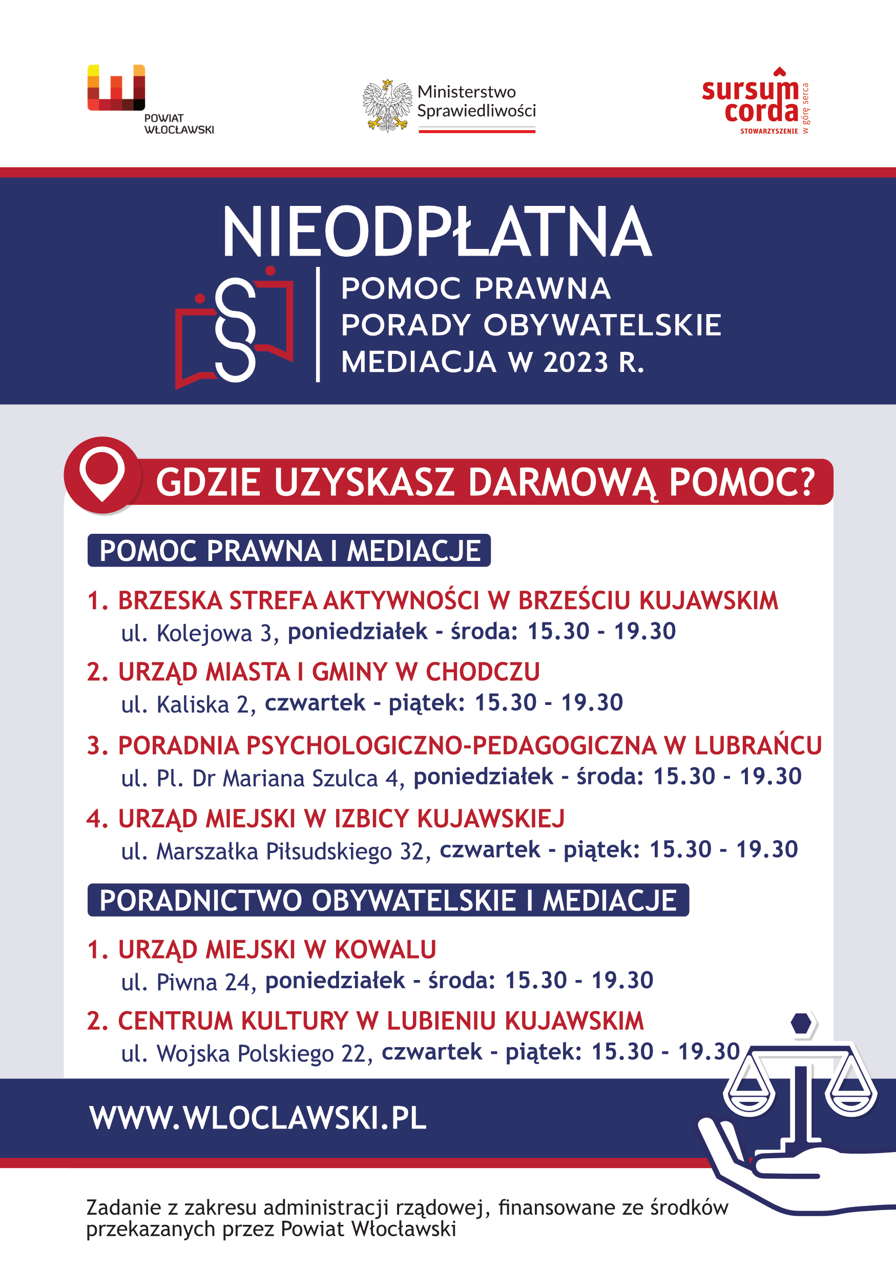 ULOTKA – nieodpłatna pomoc prawna w powiecie włocławskim