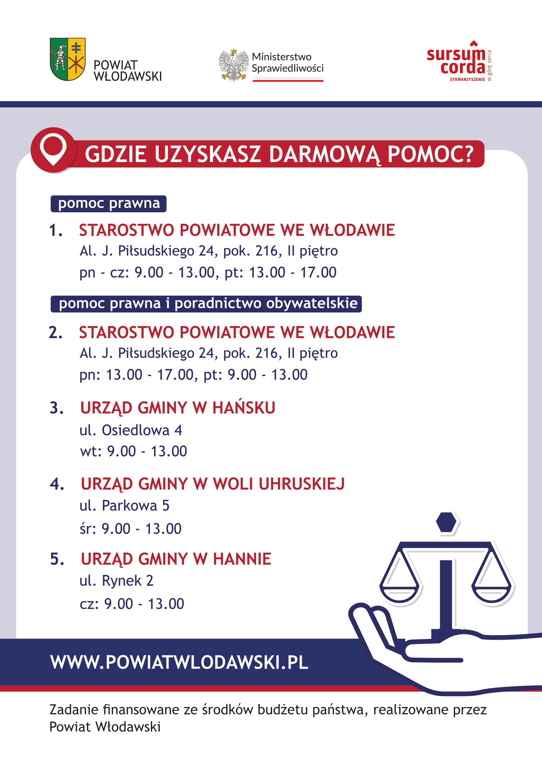 Ulotka – nieodpłatna pomoc prawna w powiecie włodawskim