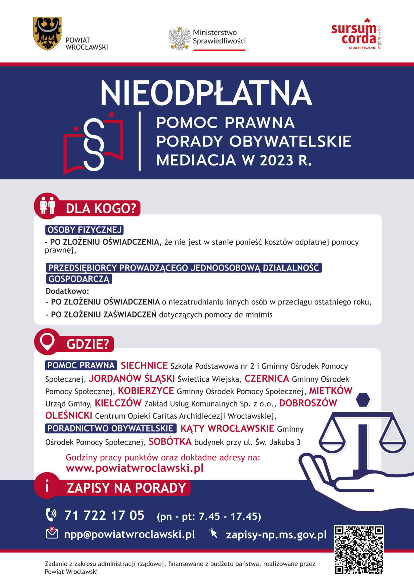 PLAKAT – nieodpłatna pomoc prawna w powiecie wrocławskim