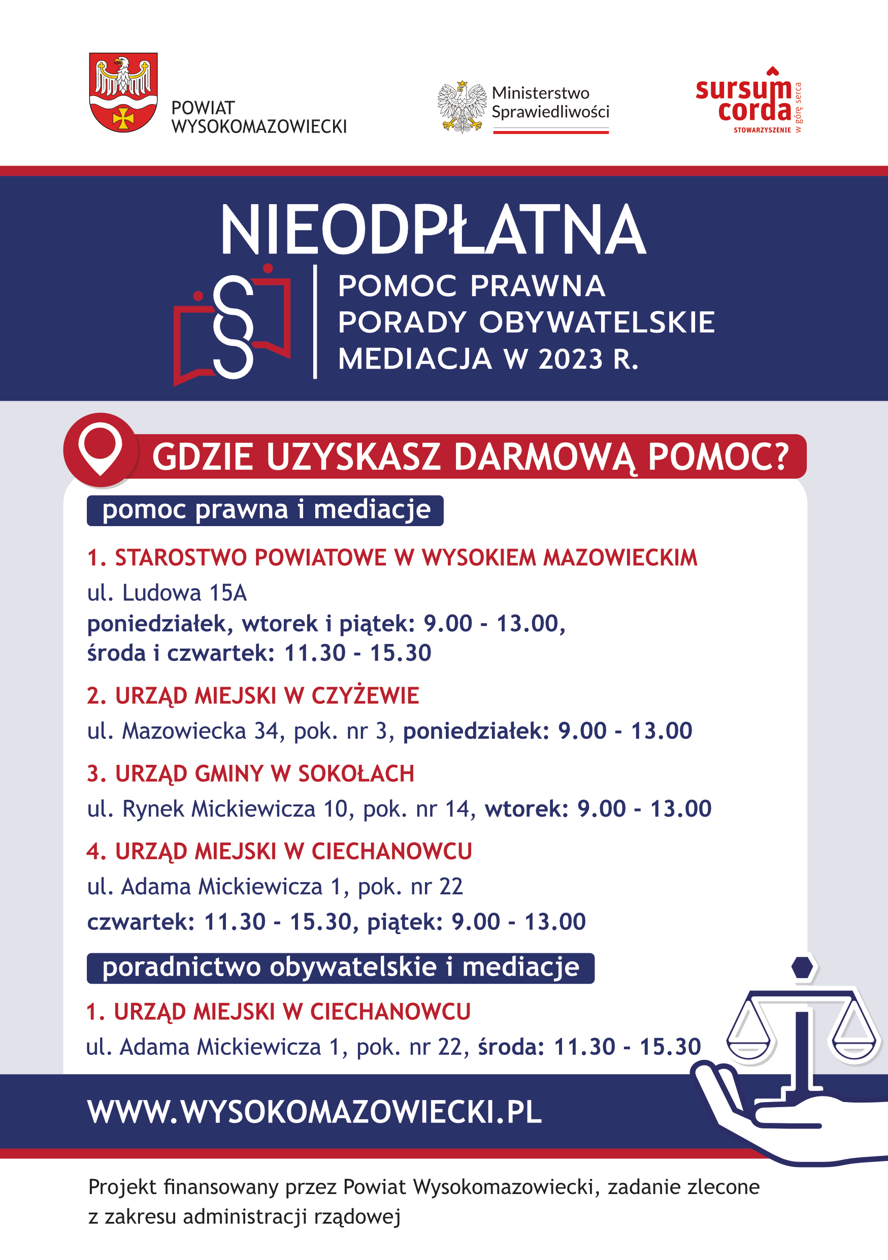 ULOTKA – nieodpłatna pomoc prawna w powiecie wysokomazowieckim