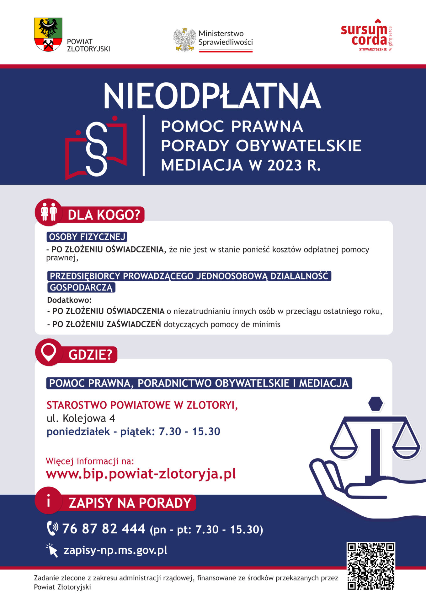 PLAKAT – nieodpłatna pomoc prawna w powiecie złotoryjskim
