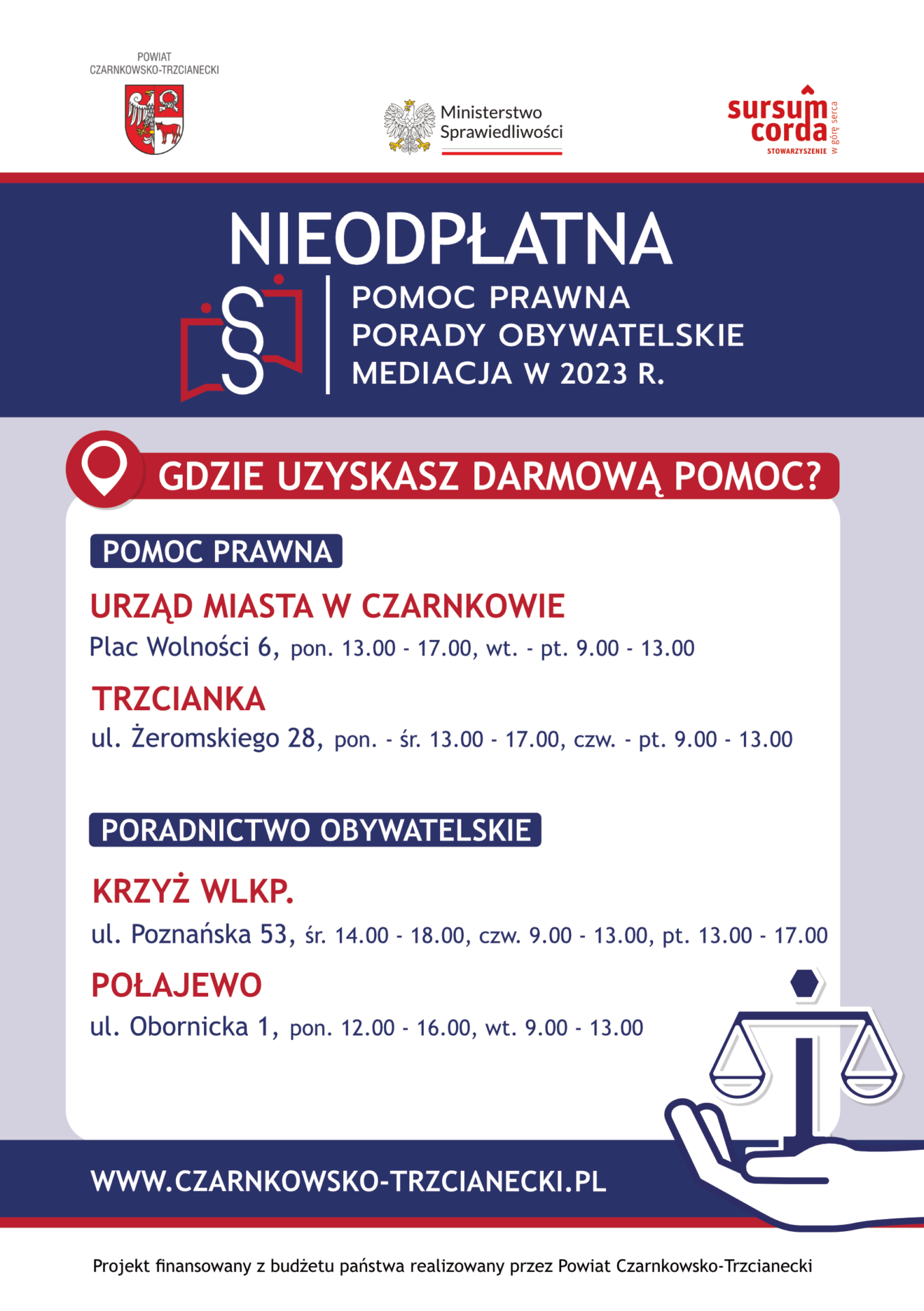 ULOTKA – nieodpłatna pomoc prawna w powiecie czarnkowsko-trzcianeckim