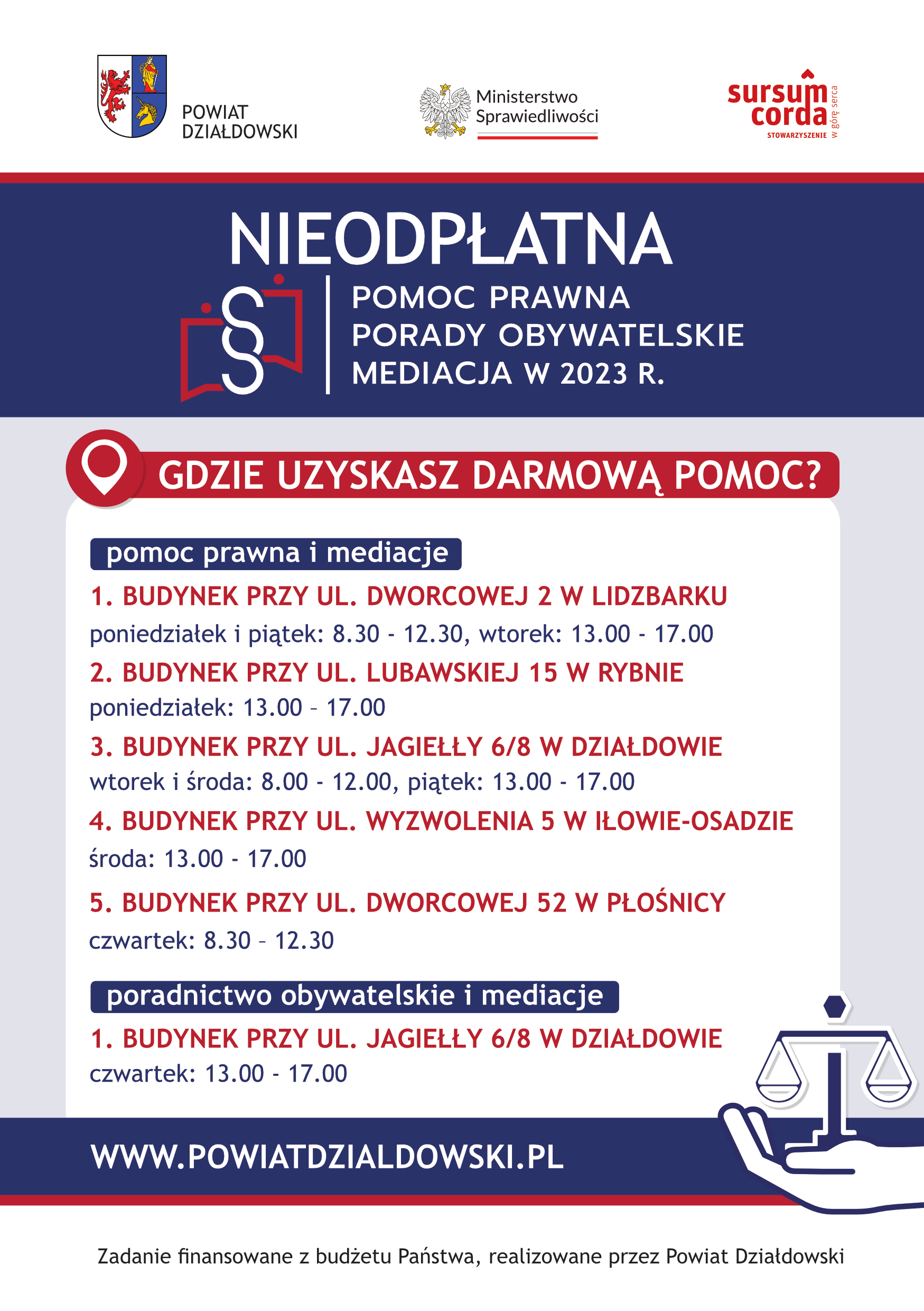 ULOTKA – nieodpłatna pomoc prawna w powiecie działdowskim