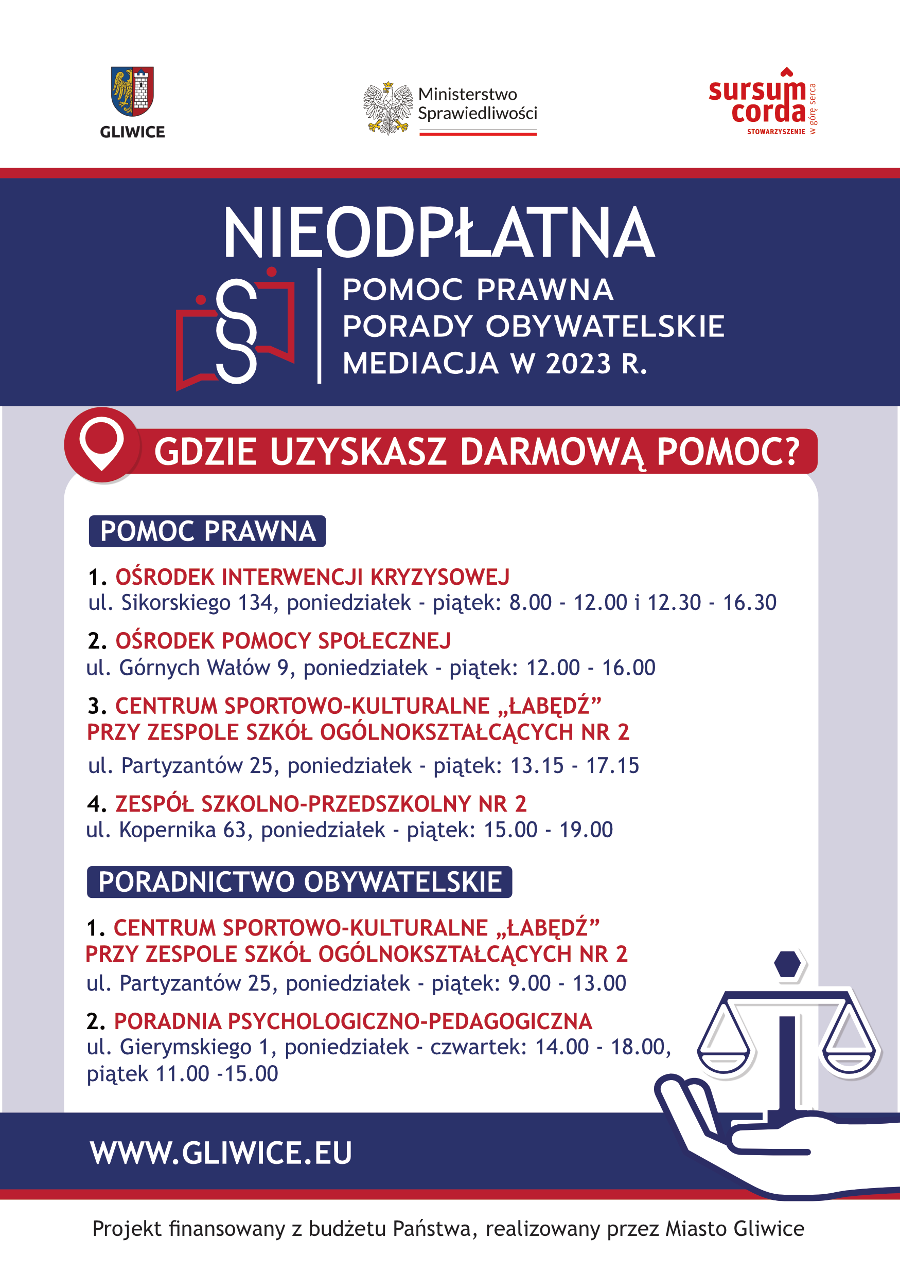ULOTKA – nieodpłatna pomoc prawna w Gliwicach