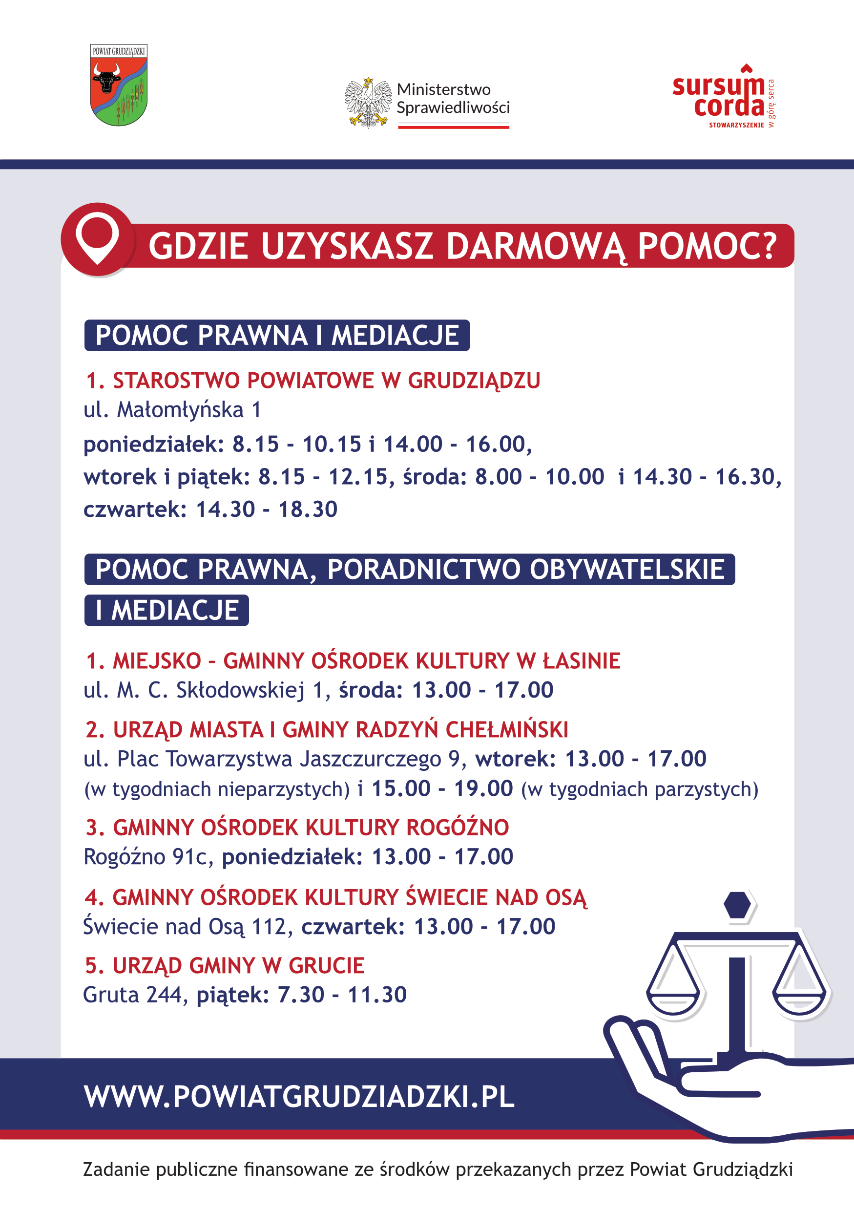ULOTKA - nieodpłatna pomoc prawna w powiecie grudziądzkim