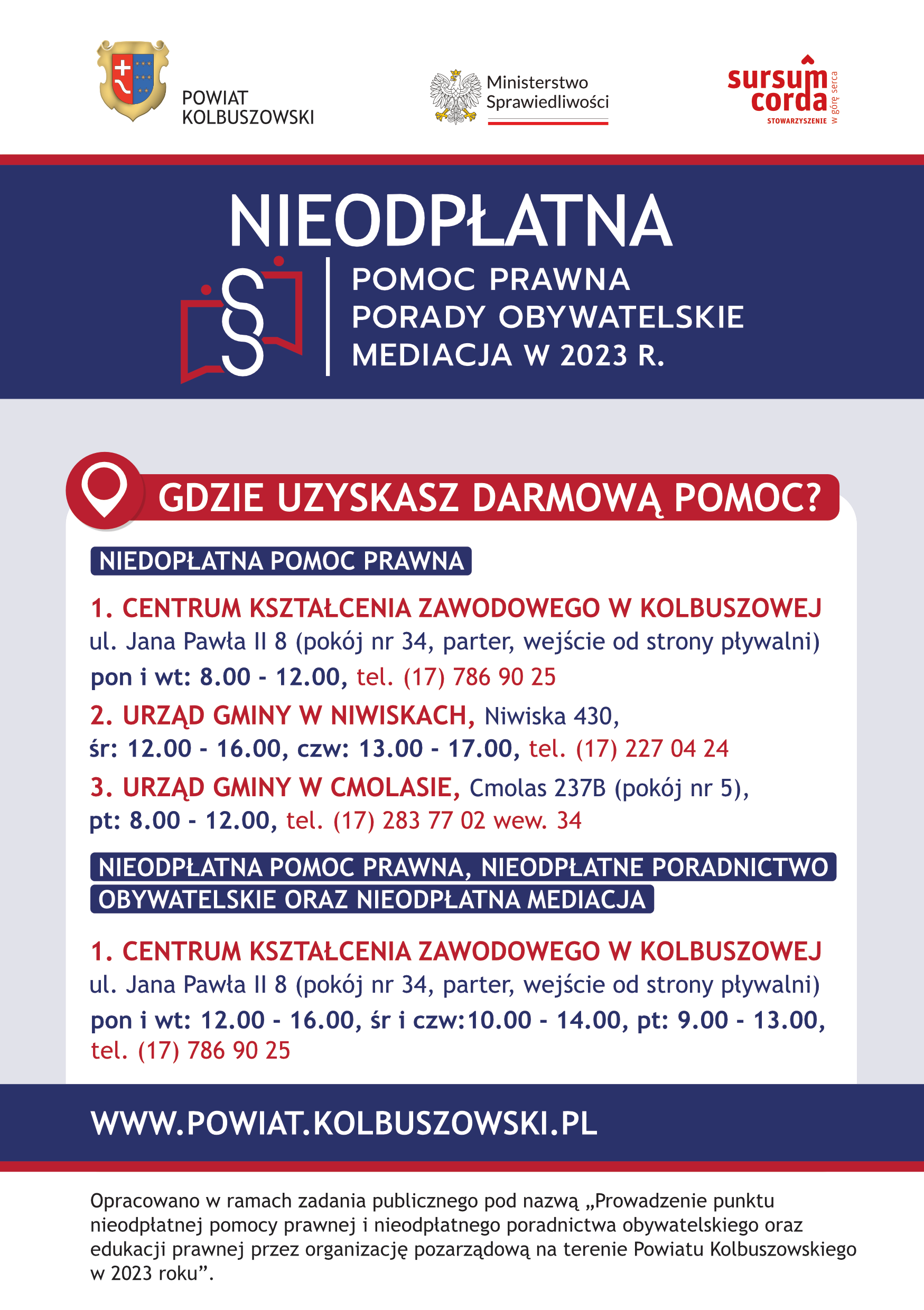 ULOTKA – nieodpłatna pomoc prawna w powiecie kolbuszowskim