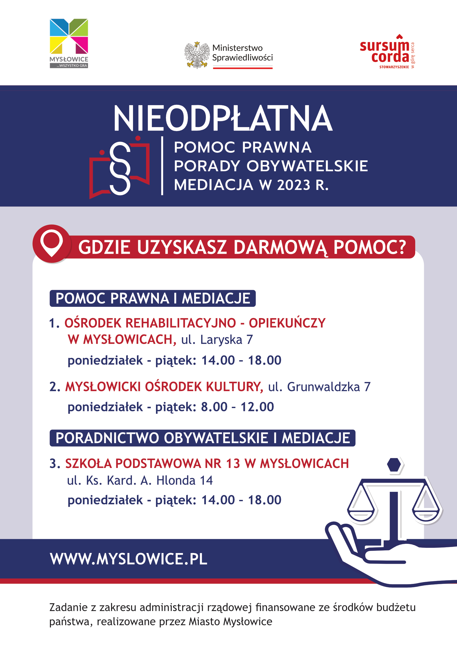 ULOTKA – nieodpłatna pomoc prawna w Mysłowicach