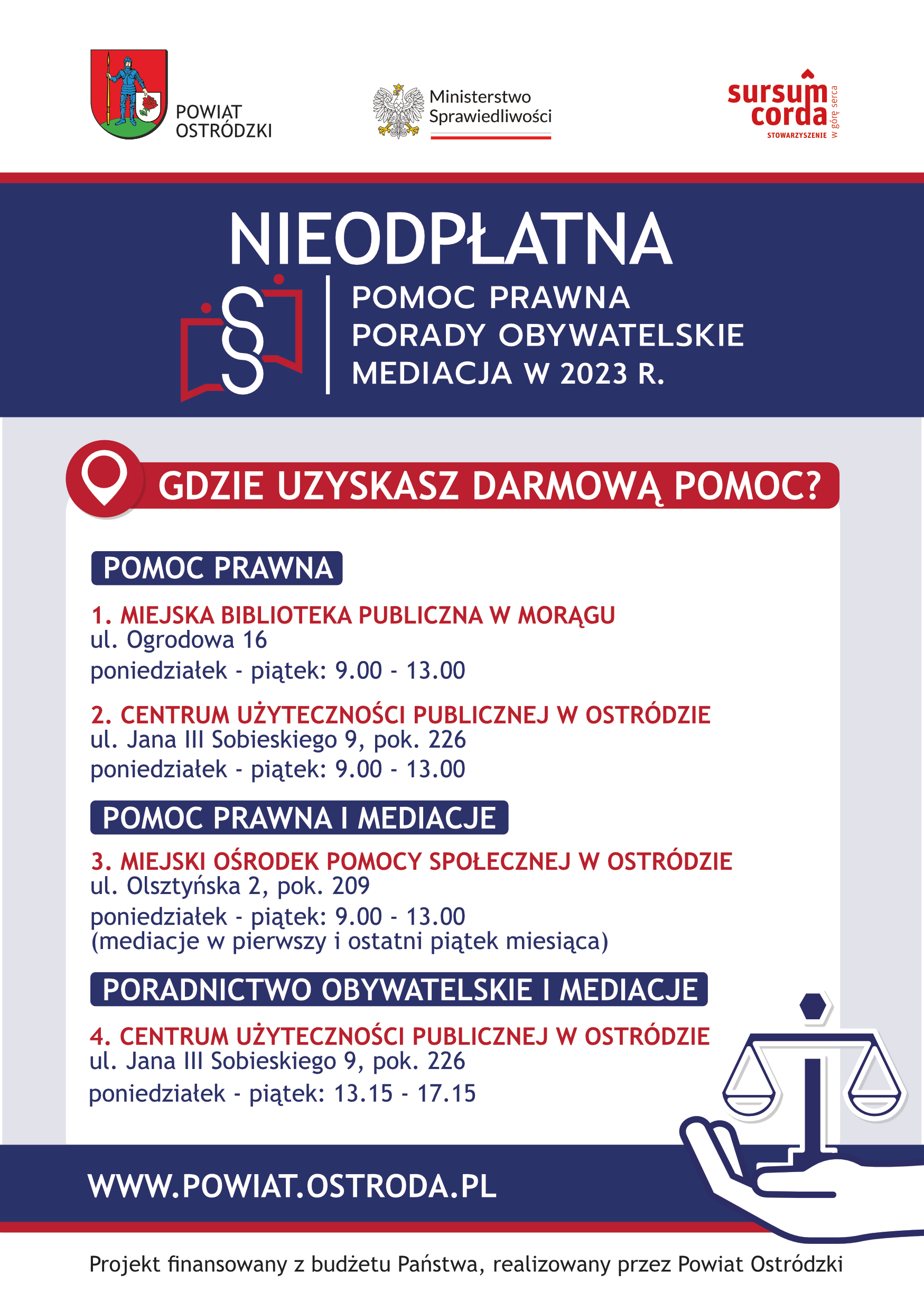 ULOTKA – nieodpłatna pomoc prawna w powiecie ostródzkim