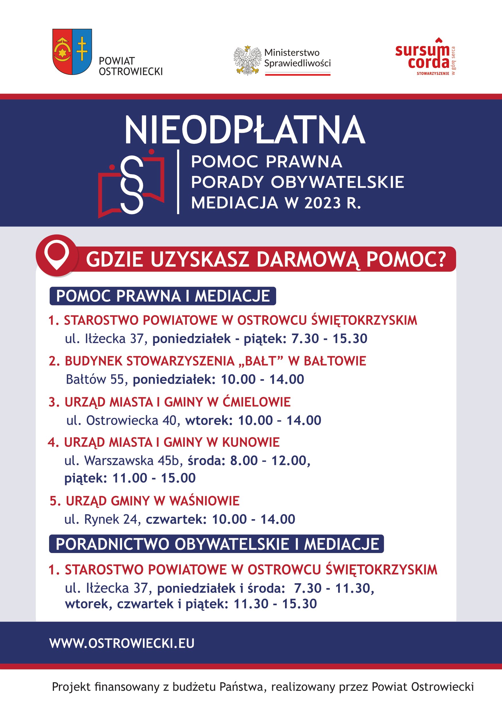 ULOTKA – nieodpłatna pomoc prawna w powiecie ostrowieckim