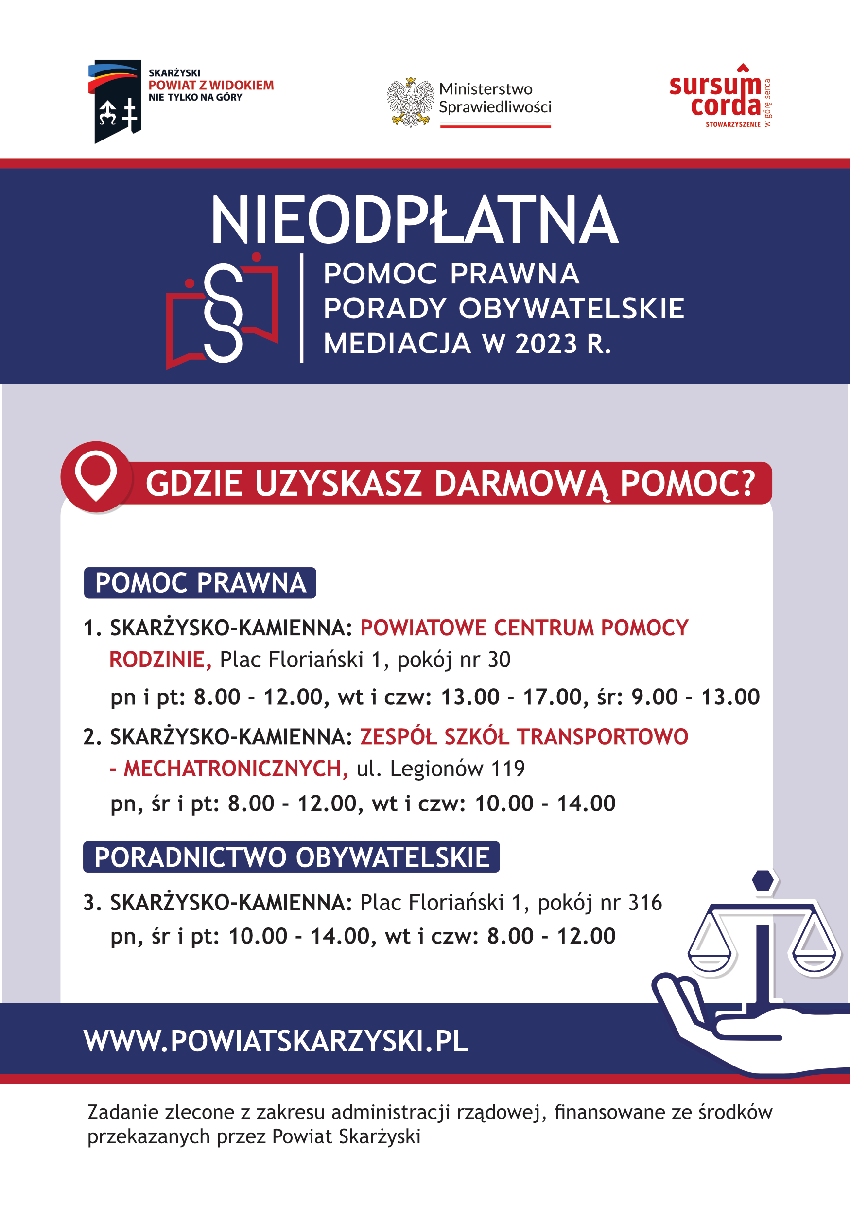 ULOTKA – nieodpłatna pomoc prawna w powiecie skarżyskim