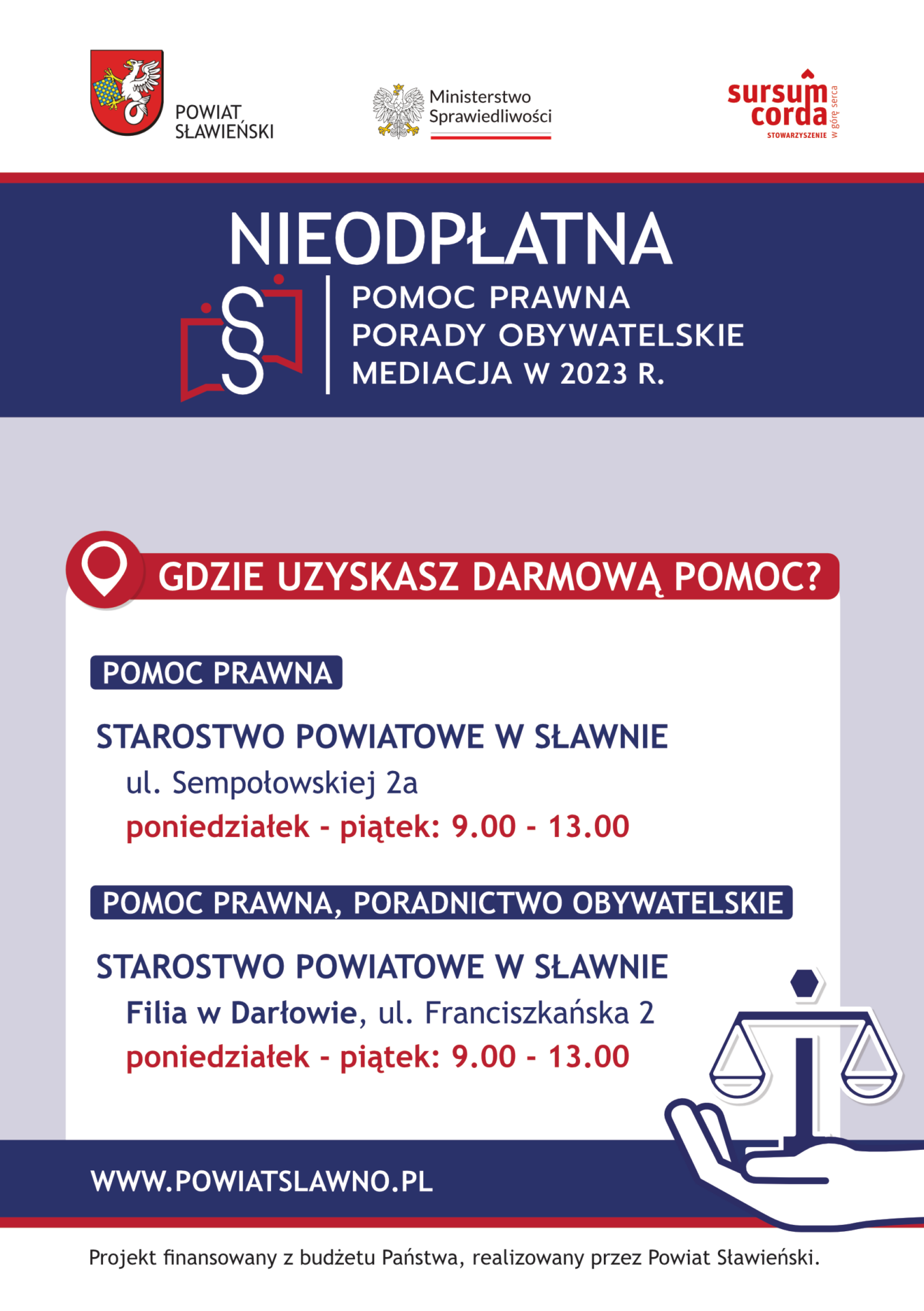 ULOTKA – nieodpłatna pomoc prawna w powiecie sławieńskim