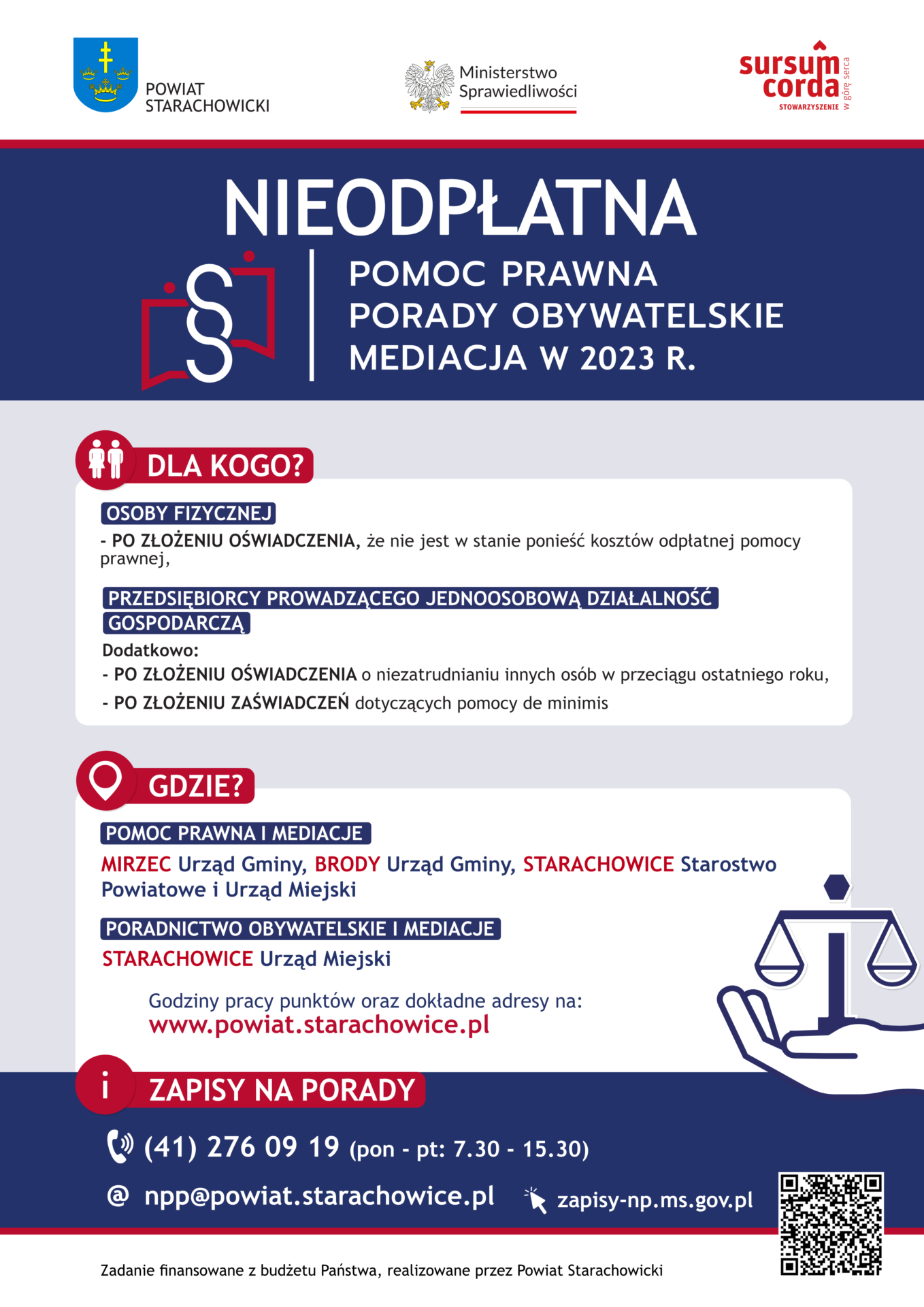 PLAKAT – nieodpłatna pomoc prawna w powiecie starachowickim