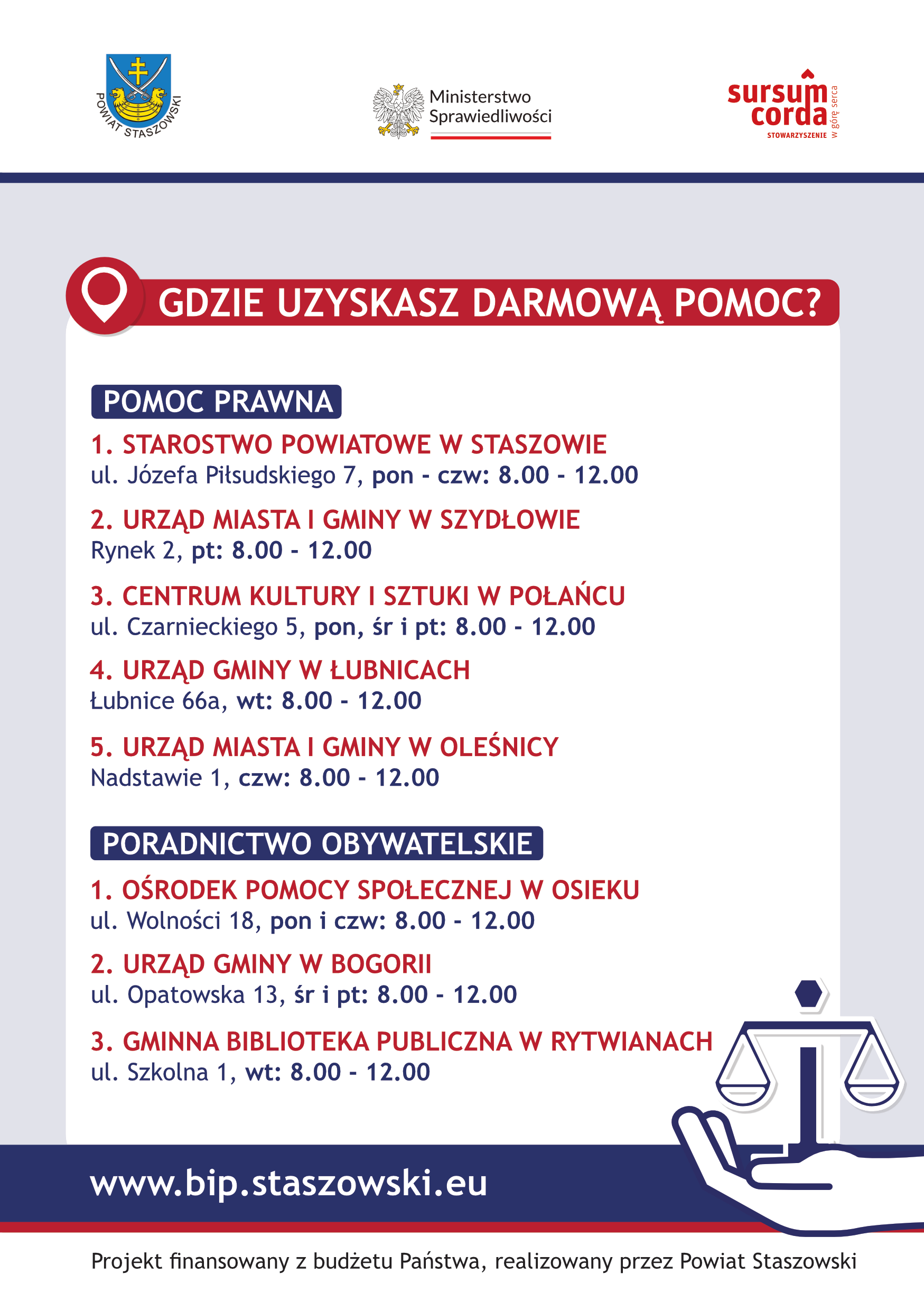 ULOTKA – nieodpłatna pomoc prawna w powiecie staszowskim
