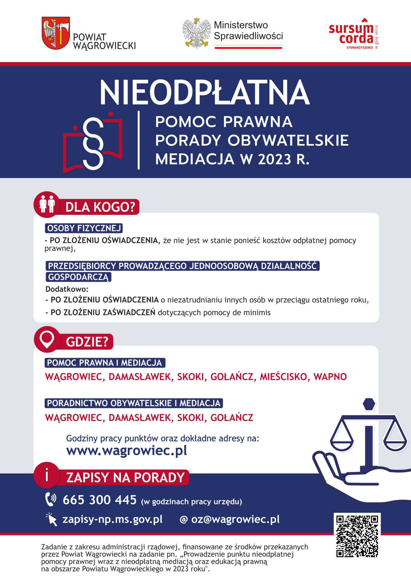 PLAKAT – nieodpłatna pomoc prawna w powiecie wągrowieckim