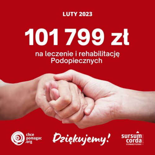Grafika z dłonią i wartością środków 101 799 złotych