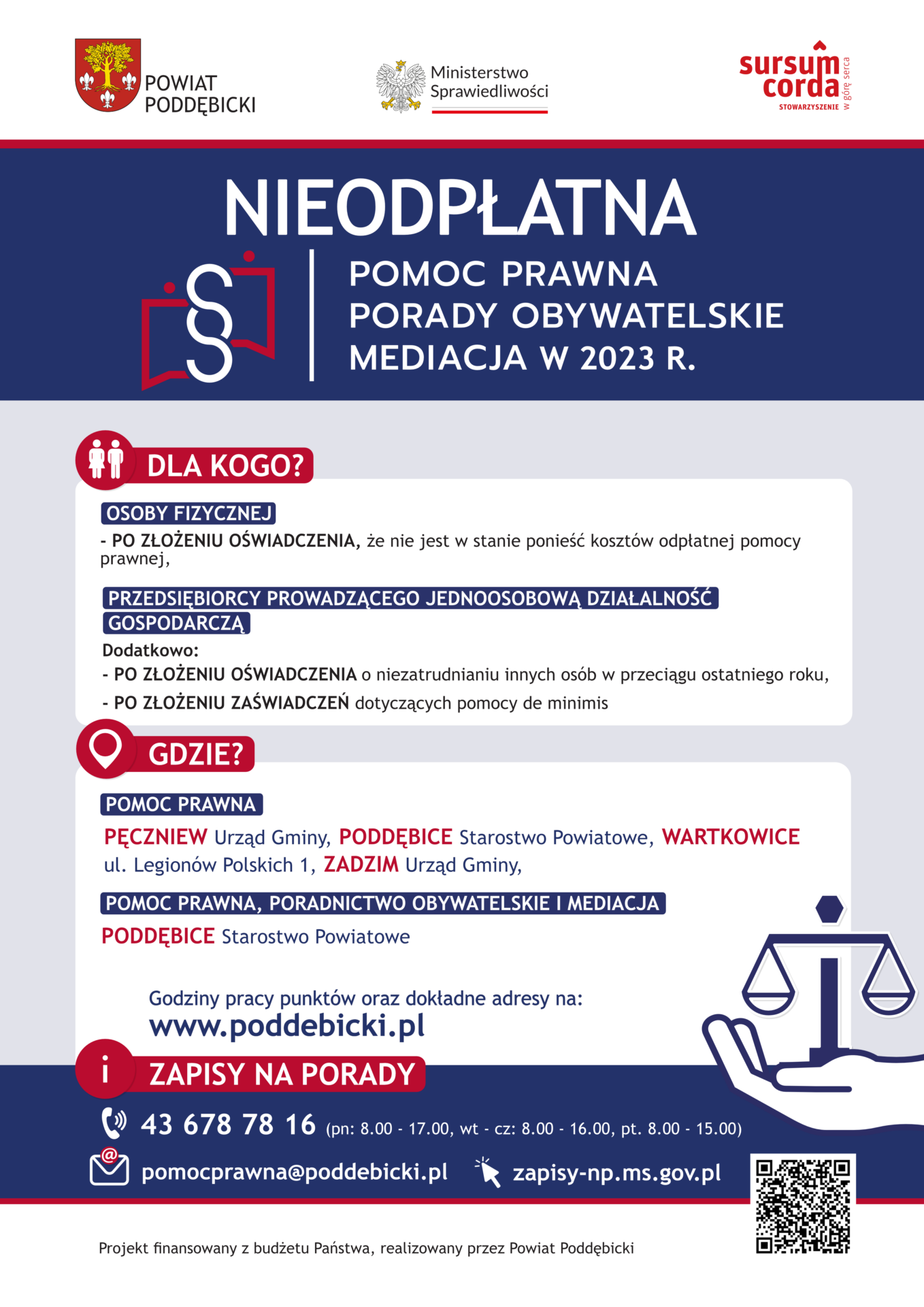 PODDĘBICNKI - nieodpłatna pomoc prawna (plakat)
