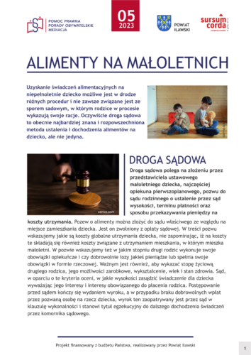 Alimentry na małoletnich - broszura prawna
