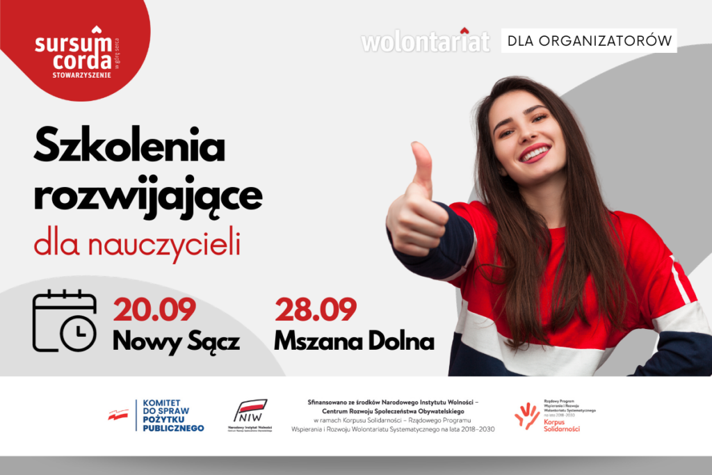 Grafika promująca szkolenia dla nauczycieli
