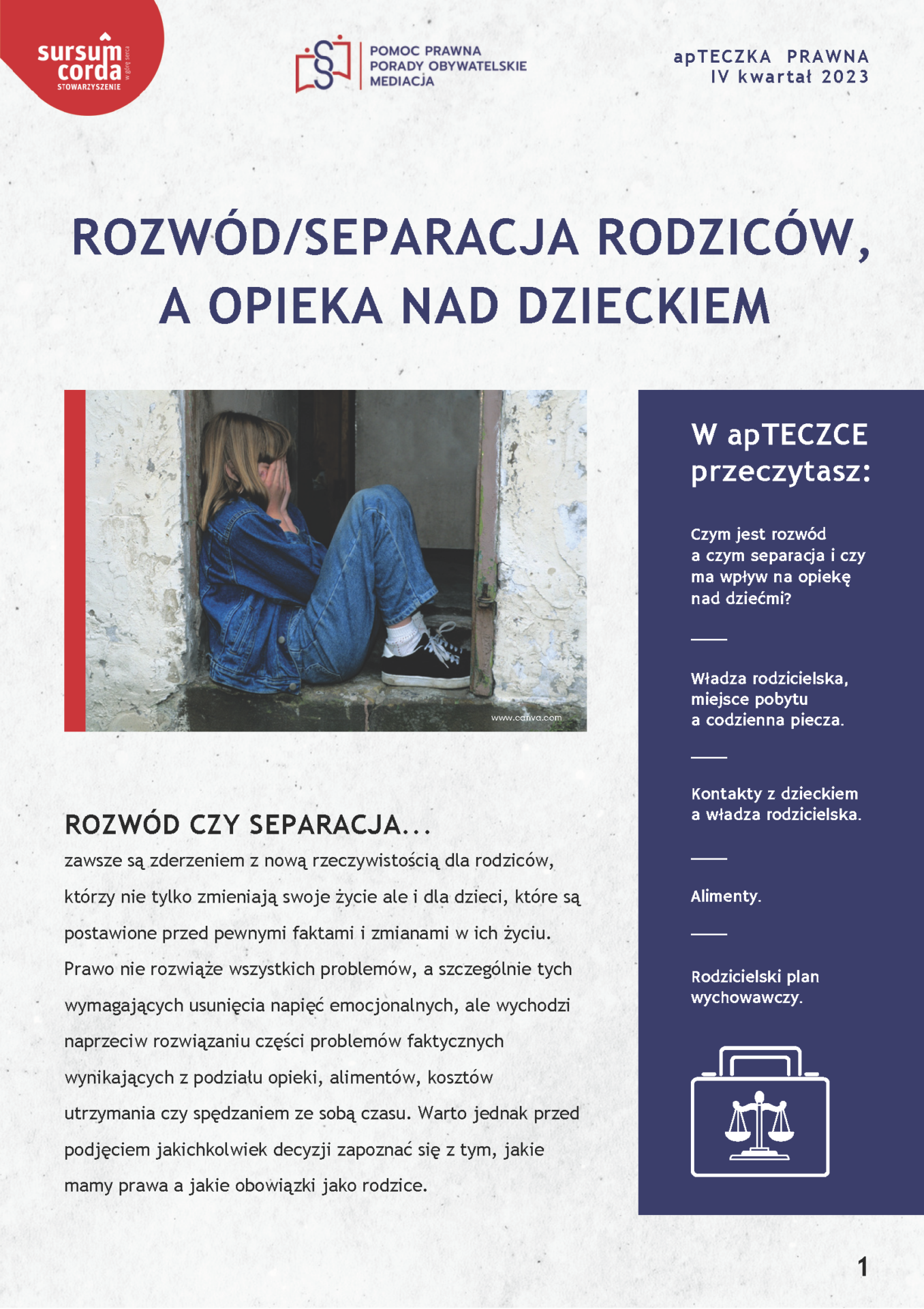 Apteczka prawna dla rodziców - ROZWÓD,SEPARACJA RODZICÓW, A OPIEKA NAD DZIECKIEM - 10.2023_Strona_01